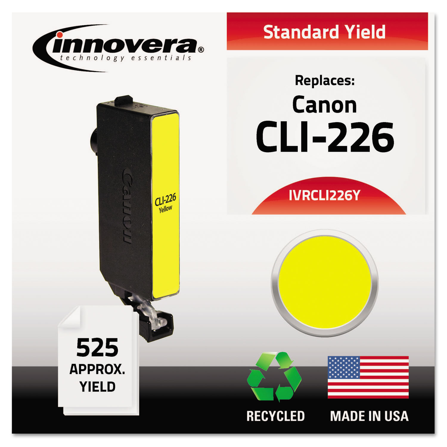Remanufactured 4549B001AA (CLI-226) Ink, 525 Page-Yield, Yellow