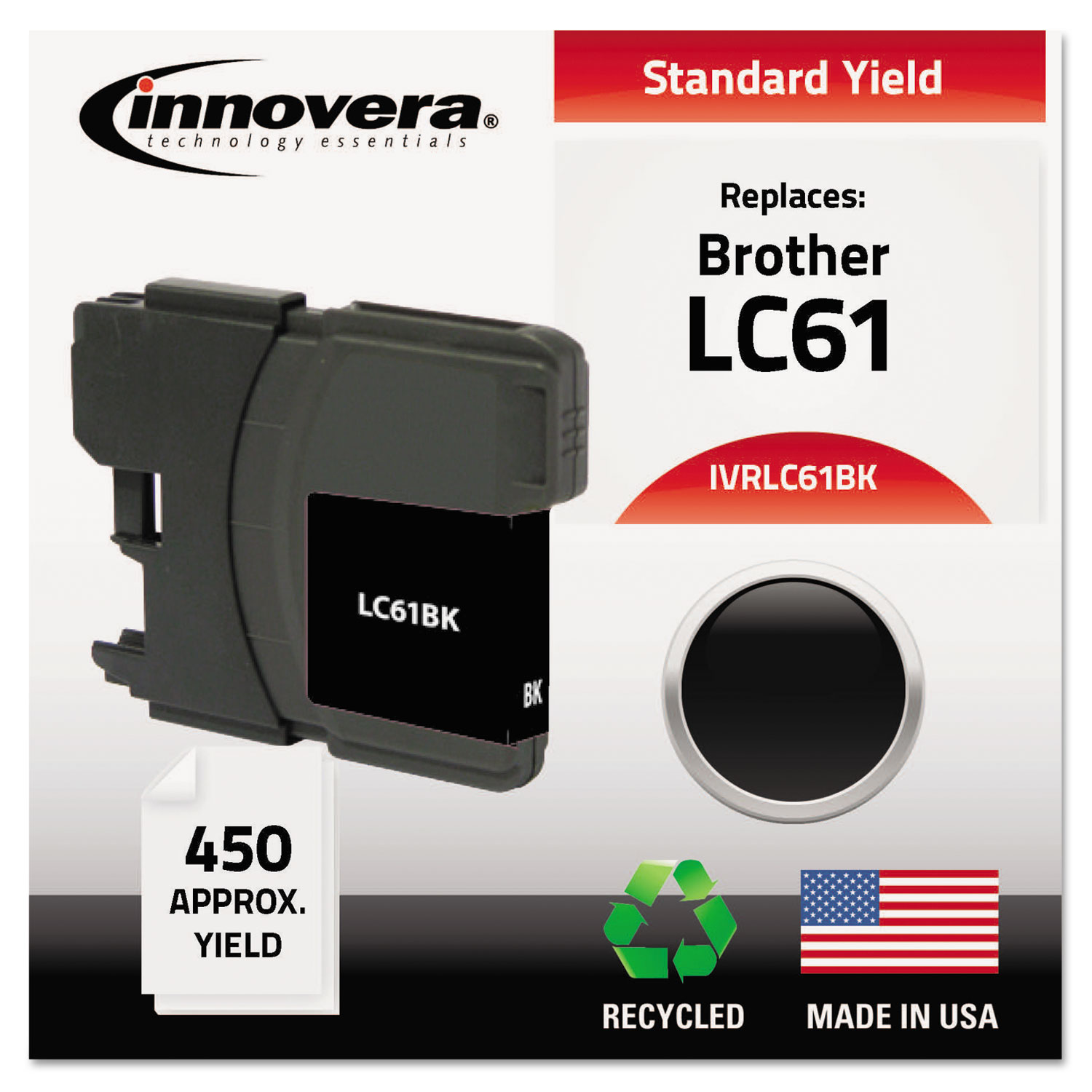Remanufactured LC61BK Ink, 450 Page-Yield, Black