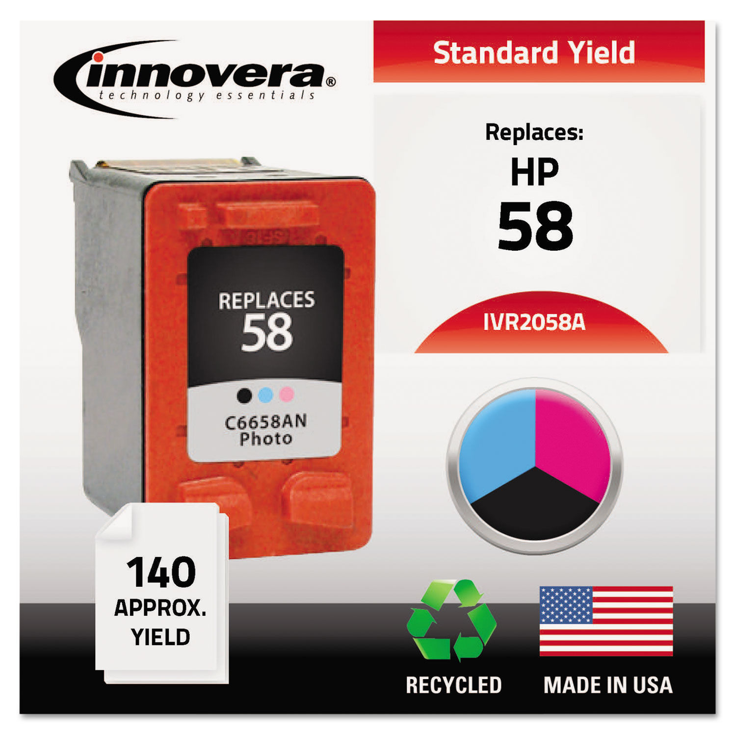  Innovera IVR2058A Remanufactured C6658AN (58) Ink, 140 Page-Yield, Photo (IVR2058A) 