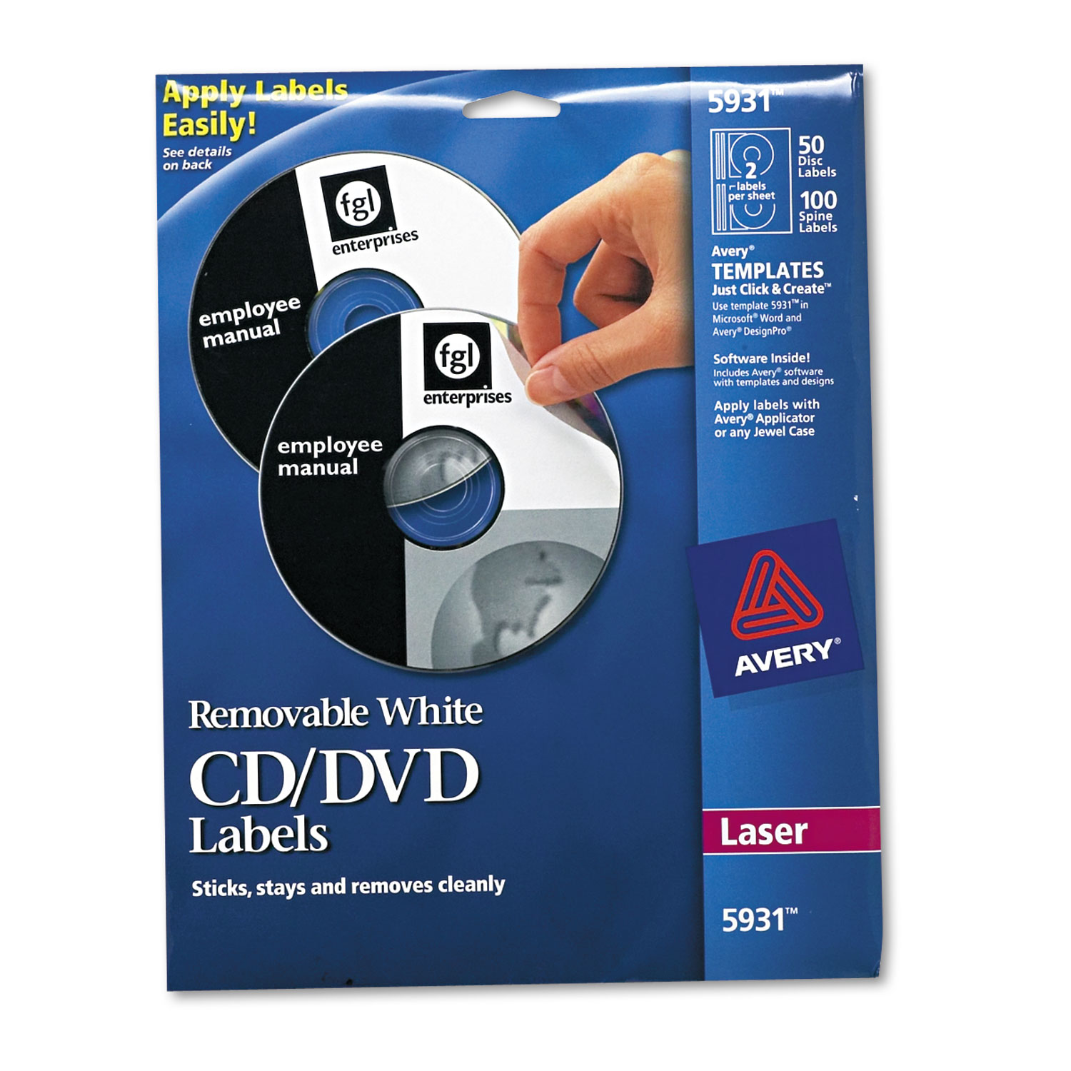  Avery 05931 Laser CD Labels, Matte White, 50/Pack (AVE5931) 