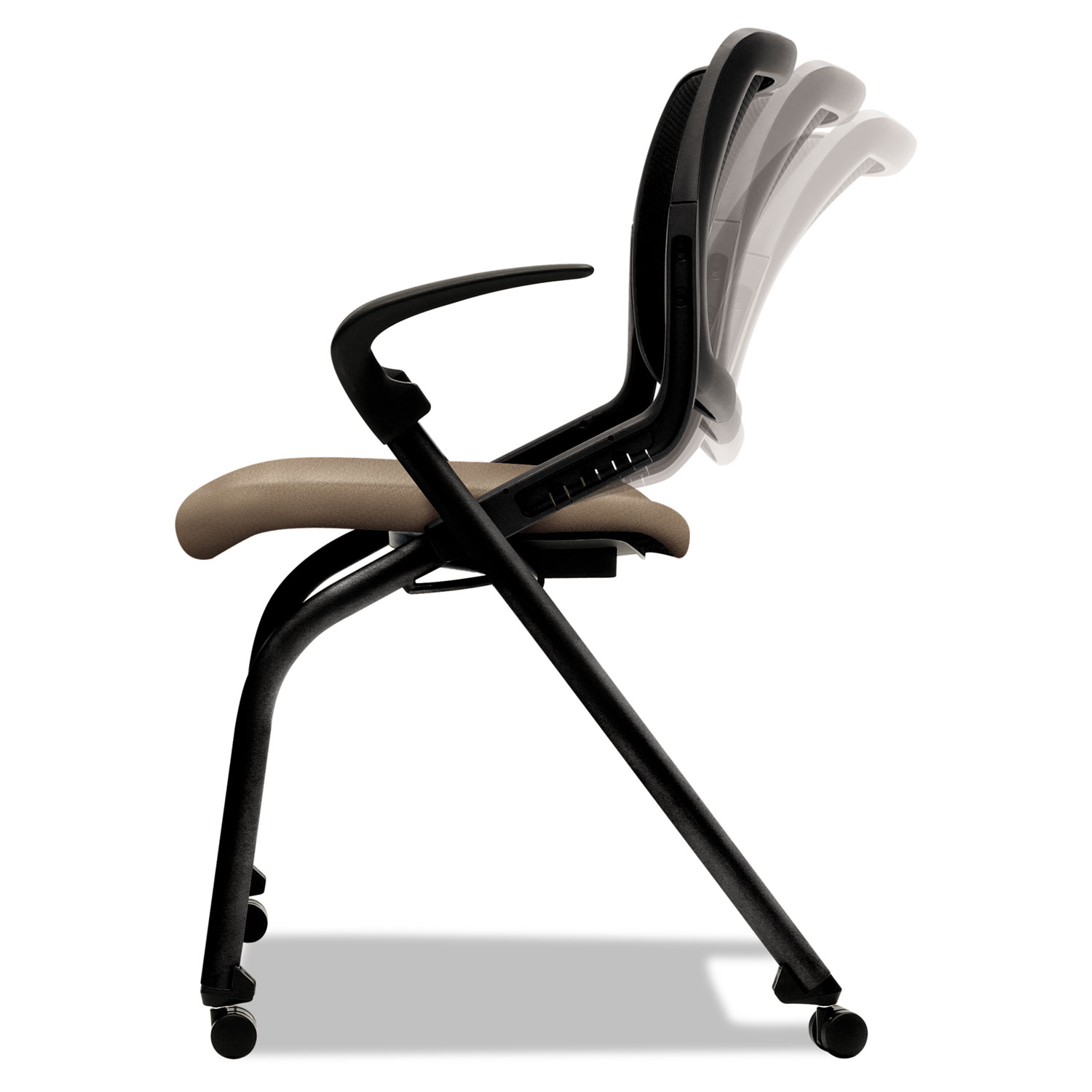 Motivate Seating Nesting/Stacking Flex-Back Chair, Morel/Shadow/Black