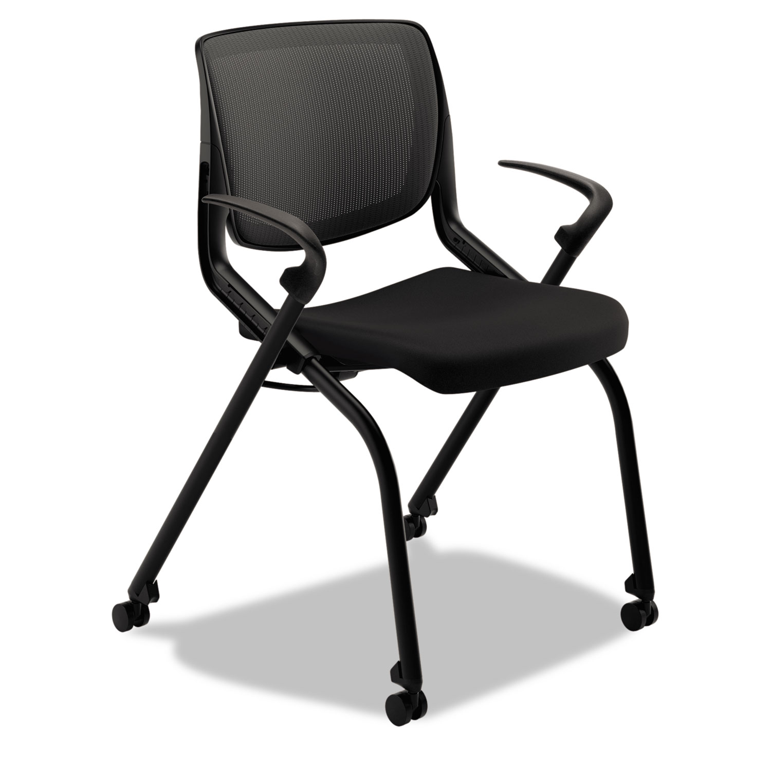  HON HMN2.F.A.IM.ON.CU10.BLCK Motivate Nesting/Stacking Flex-Back Chair, Onyx Seat/Black Back, Black Base (HONMN202ONCU10) 
