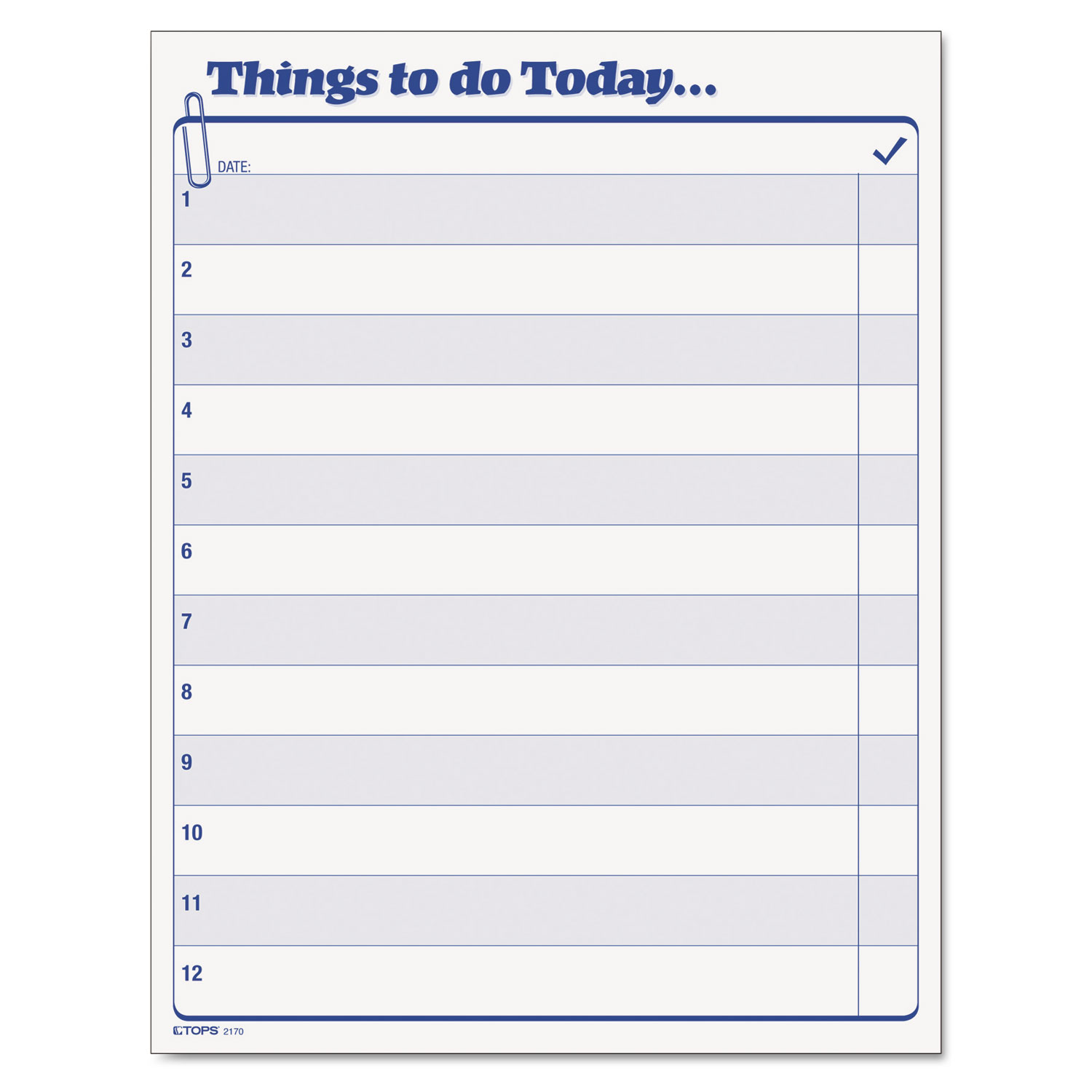  TOPS 2170 Things To Do Today Daily Agenda Pad, 8 1/2 x 11, 100 Forms (TOP2170) 