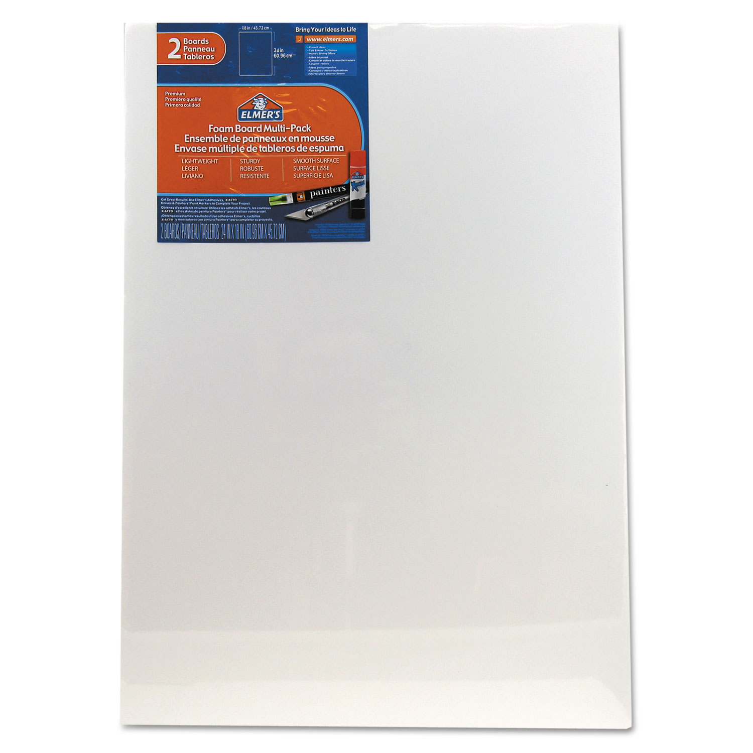  Elmer's 950023 White Pre-Cut Foam Board Multi-Packs, 18 x 24, 2/PK (EPI950023) 