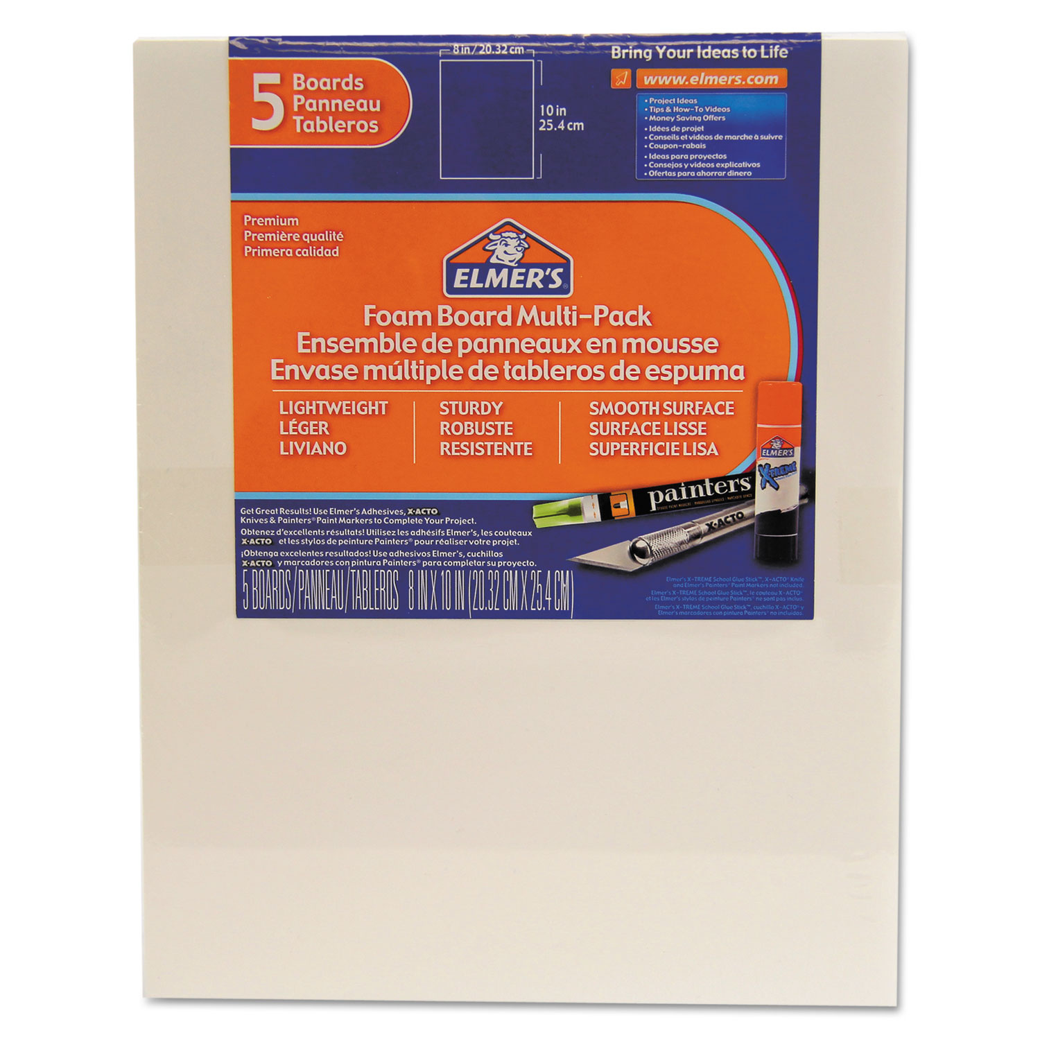  Elmer's 950020 White Pre-Cut Foam Board Multi-Packs, 8 x 10, 5/PK (EPI950020) 