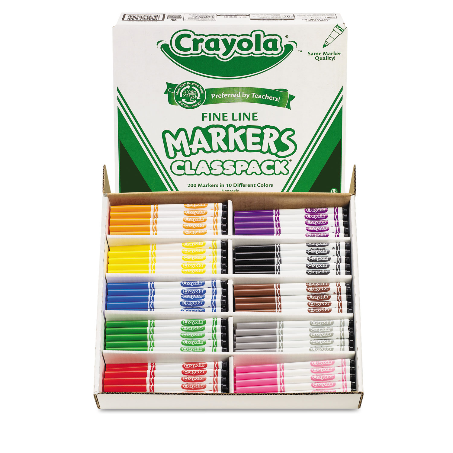  Crayola 588210 Fine Line Classpack Non-Washable Marker, Fine Bullet Tip, Assorted Colors, 200/Box (CYO588210) 