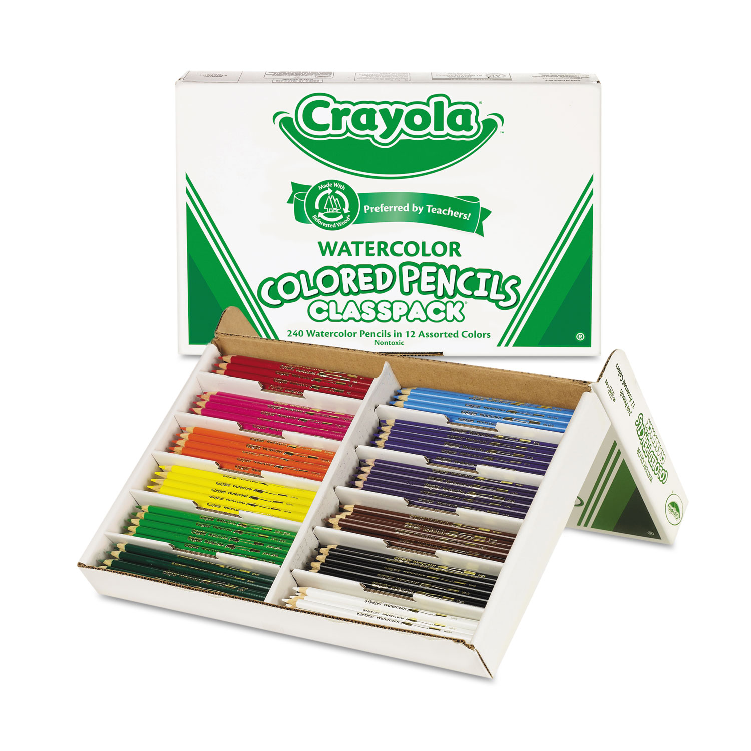  Crayola 684240 Watercolor Pencil Classpack Set, 3.3 mm, 2B (#1), Assorted Lead/Barrel Colors, 240/Pack (CYO684240) 