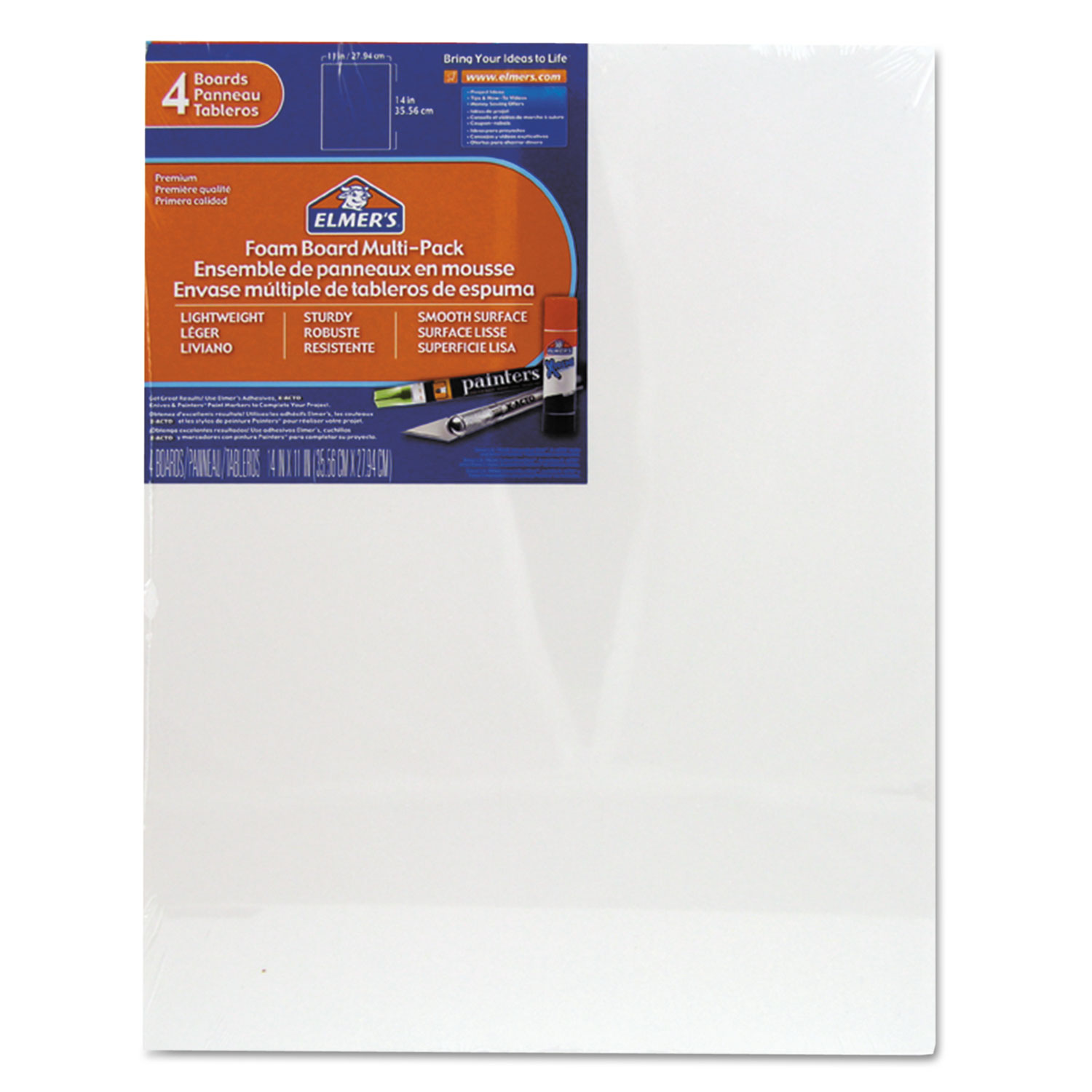  Elmer's 950021 White Pre-Cut Foam Board Multi-Packs, 11 x 14, 4/PK (EPI950021) 