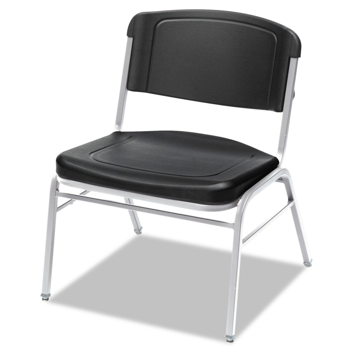  Iceberg 64121 Rough 'N Ready Big and Tall Stack Chair, Black Seat/Black Back, Silver Base, 4/Carton (ICE64121) 
