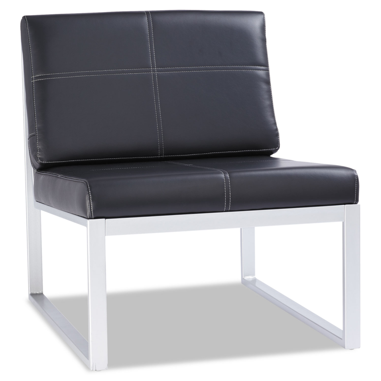 Alera Ispara Series Armless Cube Chair, 26-3/8 x 31-1/8 x 30, Black/Silver