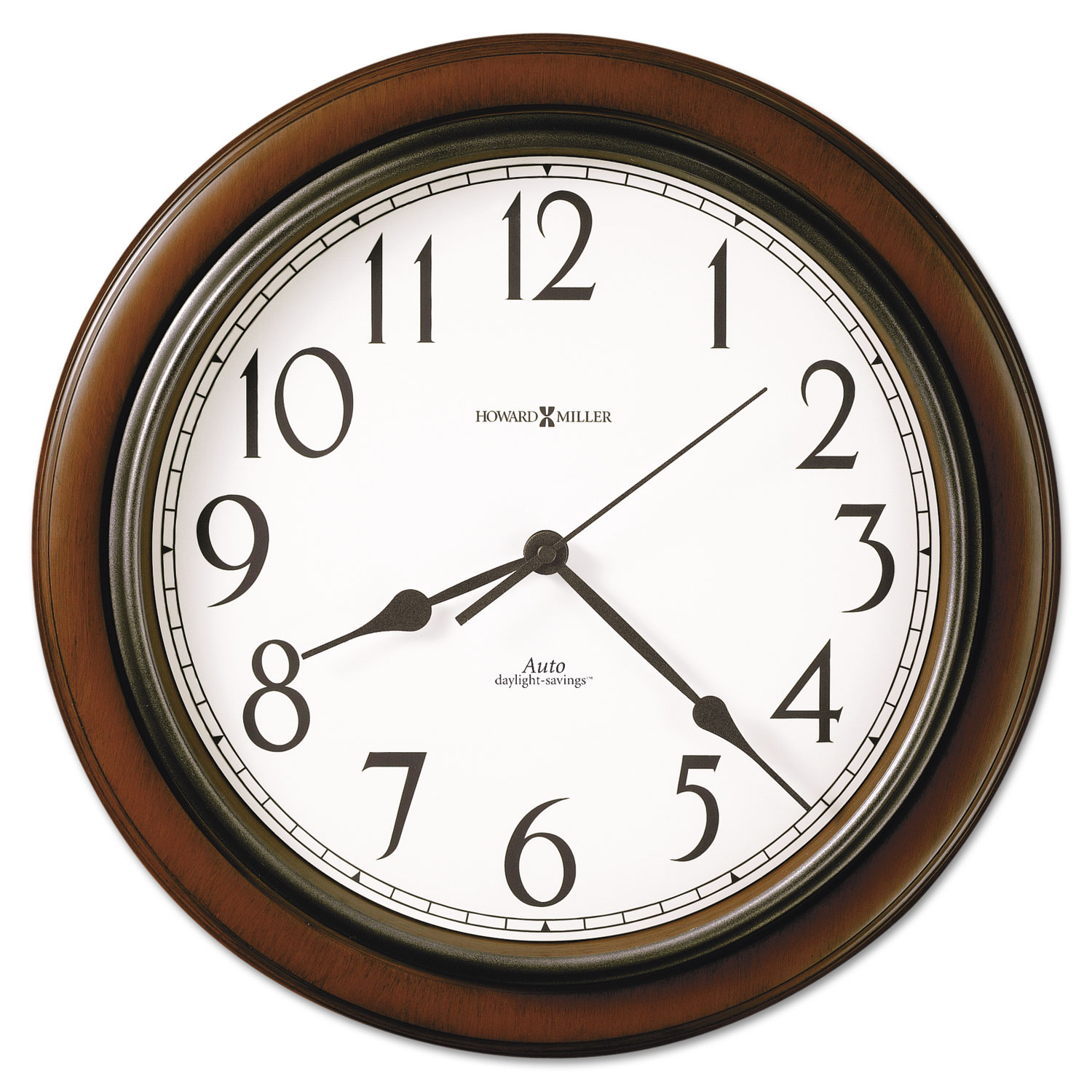 Talon Auto Daylight-Savings Wall Clock, 15.25" Overall Diameter, Cherry Case, 1 AA (sold separately)