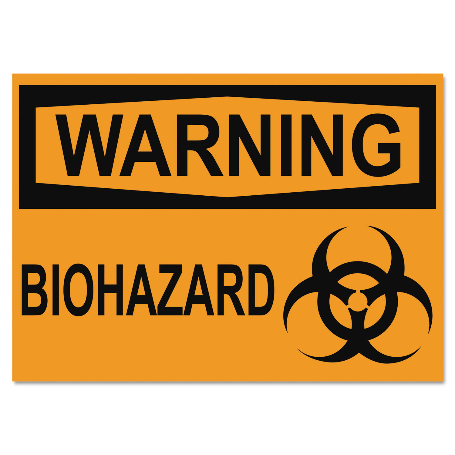  Headline Sign 5498 OSHA Safety Signs, WARNING BIOHAZARD, Orange/Black, 10 x 14 (USS5498) 
