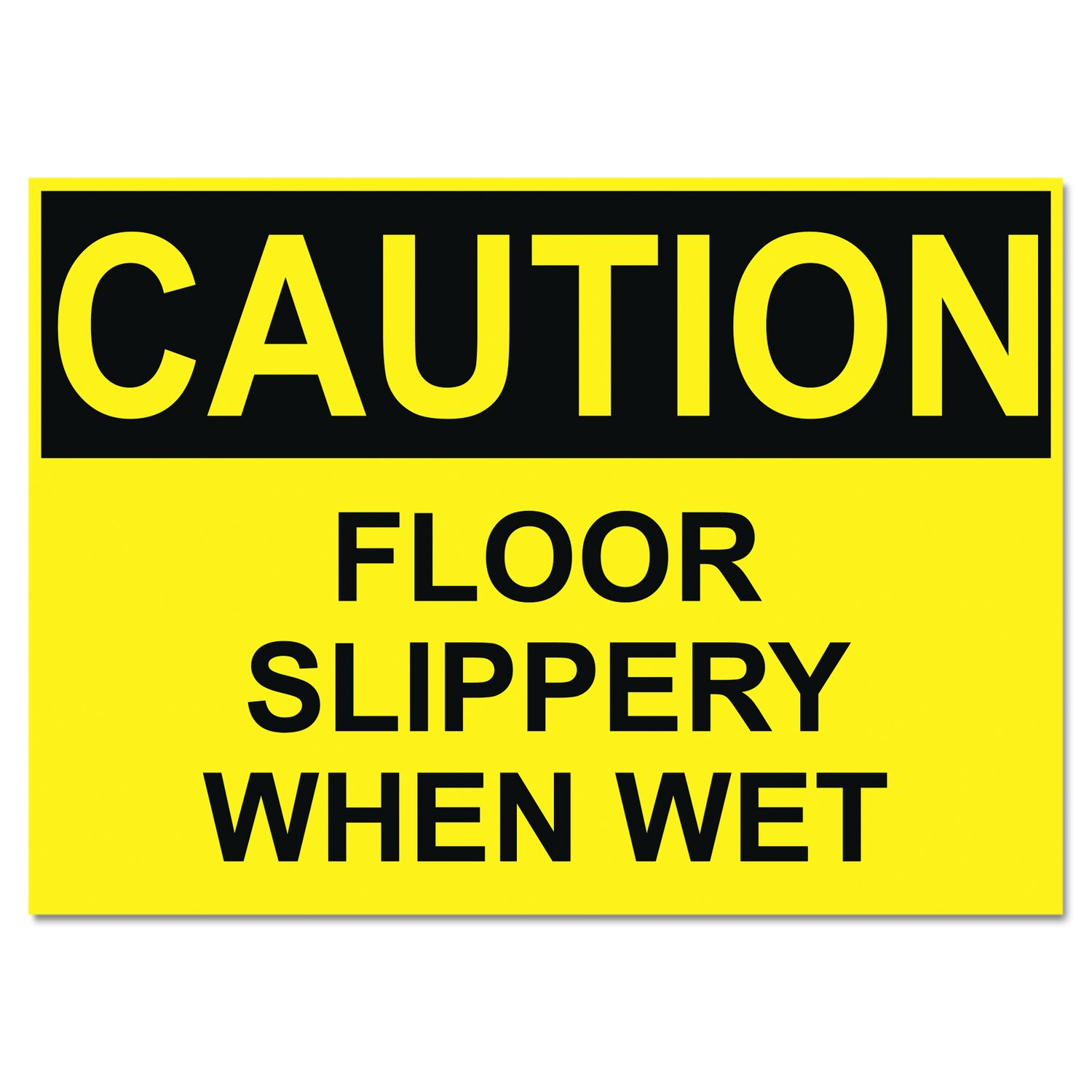 OSHA Safety Signs CAUTION SLIPPERY WHEN WET Yellow Black 10 X 14 