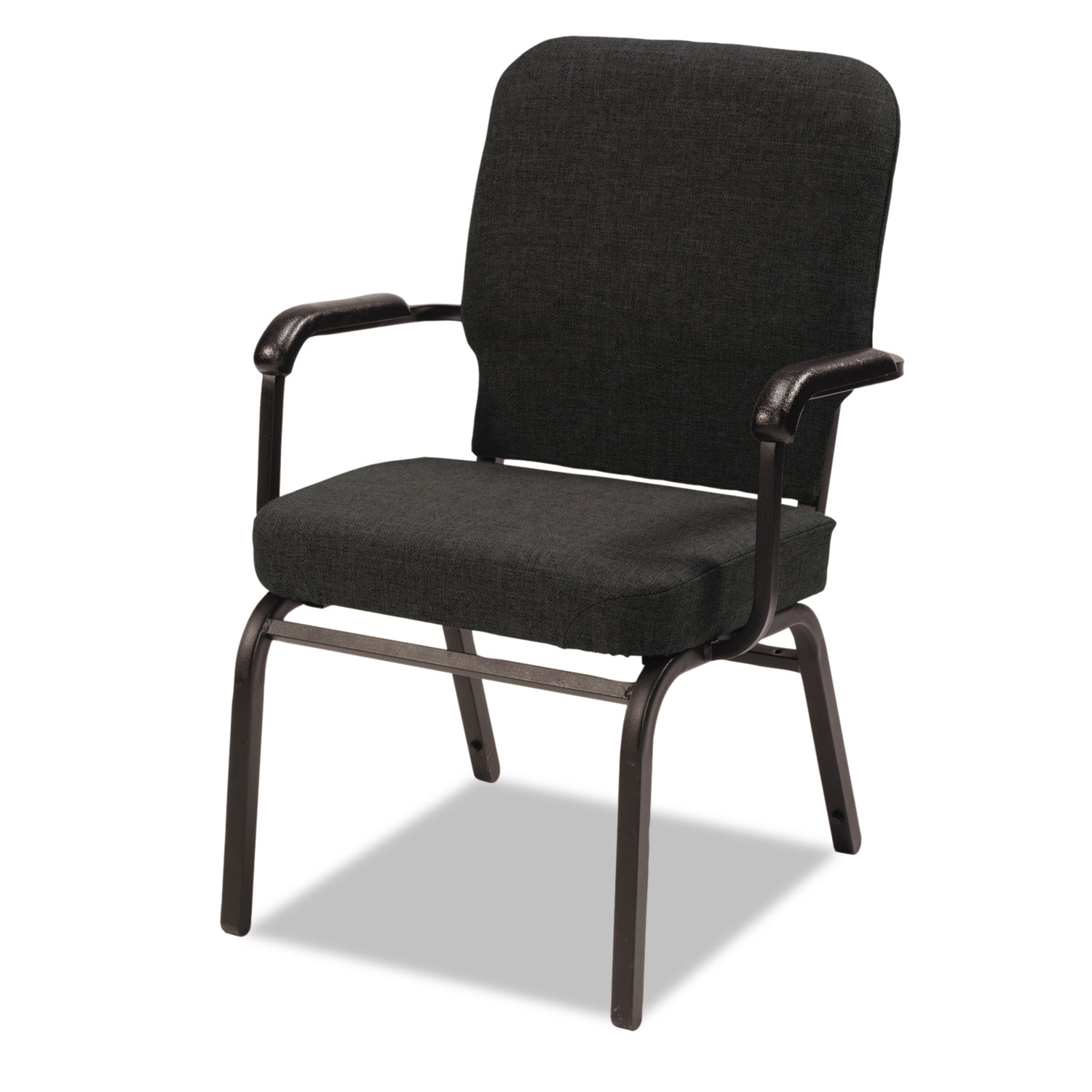 Oversize Stack Chair with Arms, Black Fabric Upholstery, 2/Carton