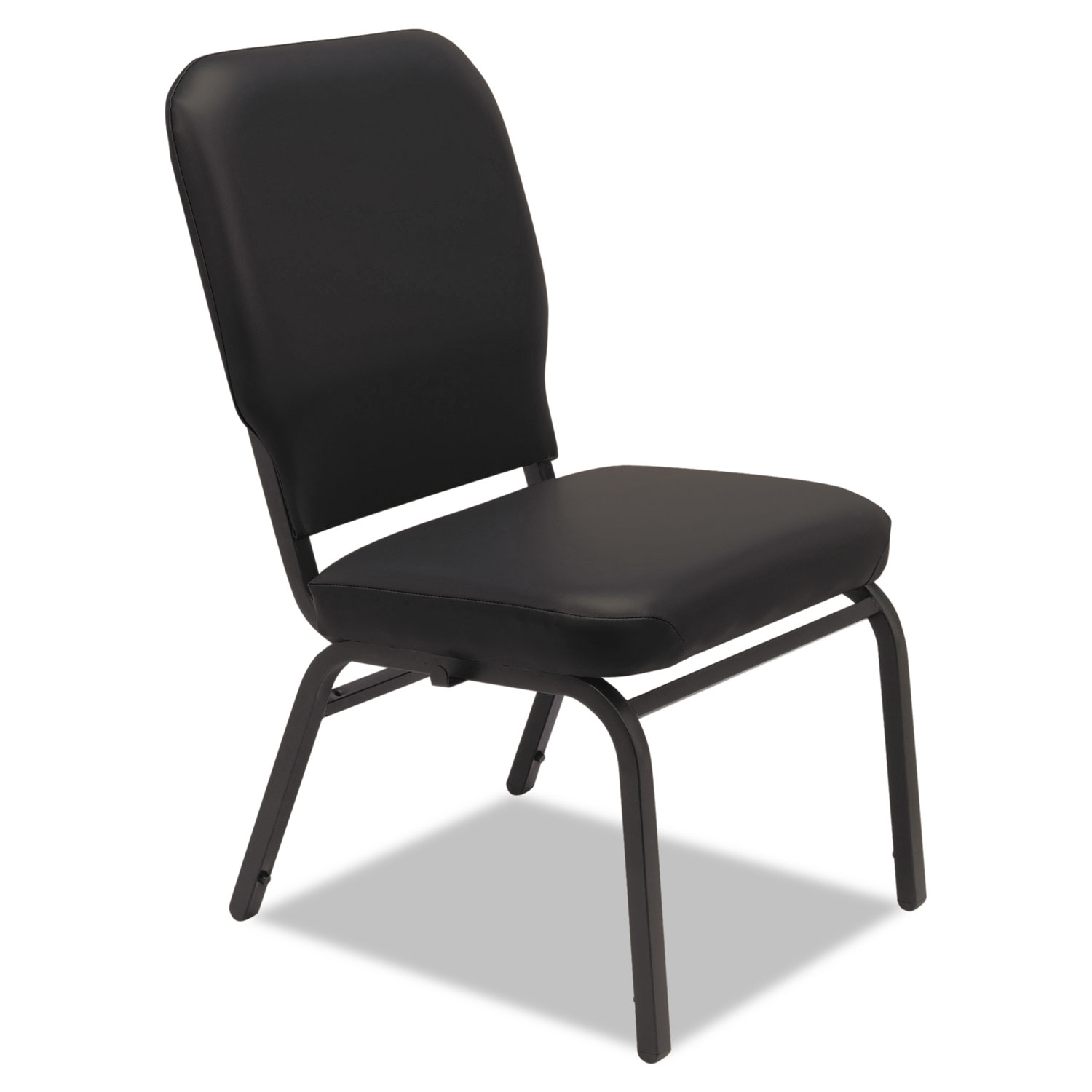  Alera ALEBT6616 Oversize Stack Chair without Arms, Vinyl Upholstery, Black Seat/Black Back, Black Base, 2/Carton (ALEBT6616) 
