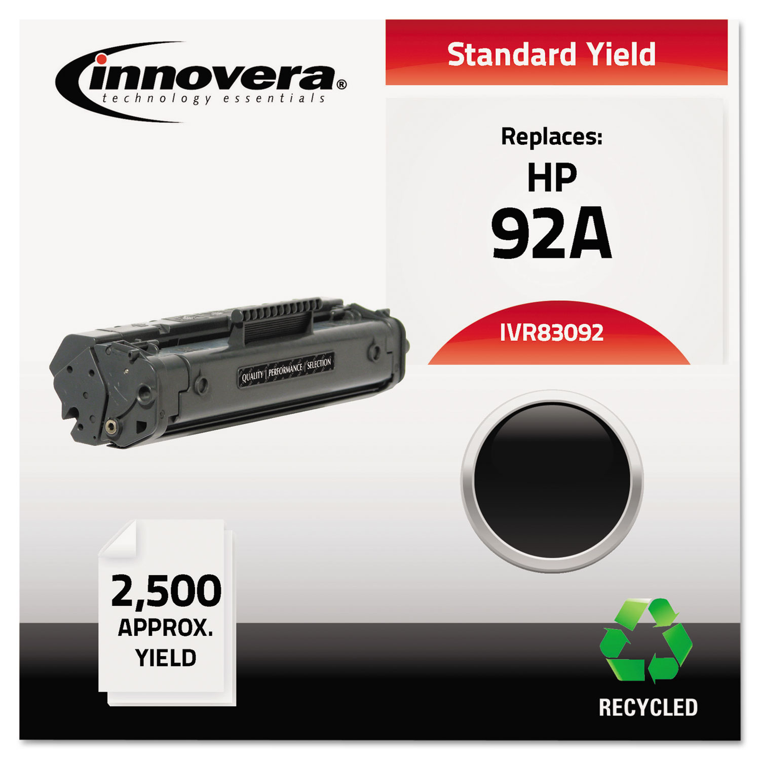 Remanufactured 4092A (92A) Toner, 2500 Page-Yield, Black