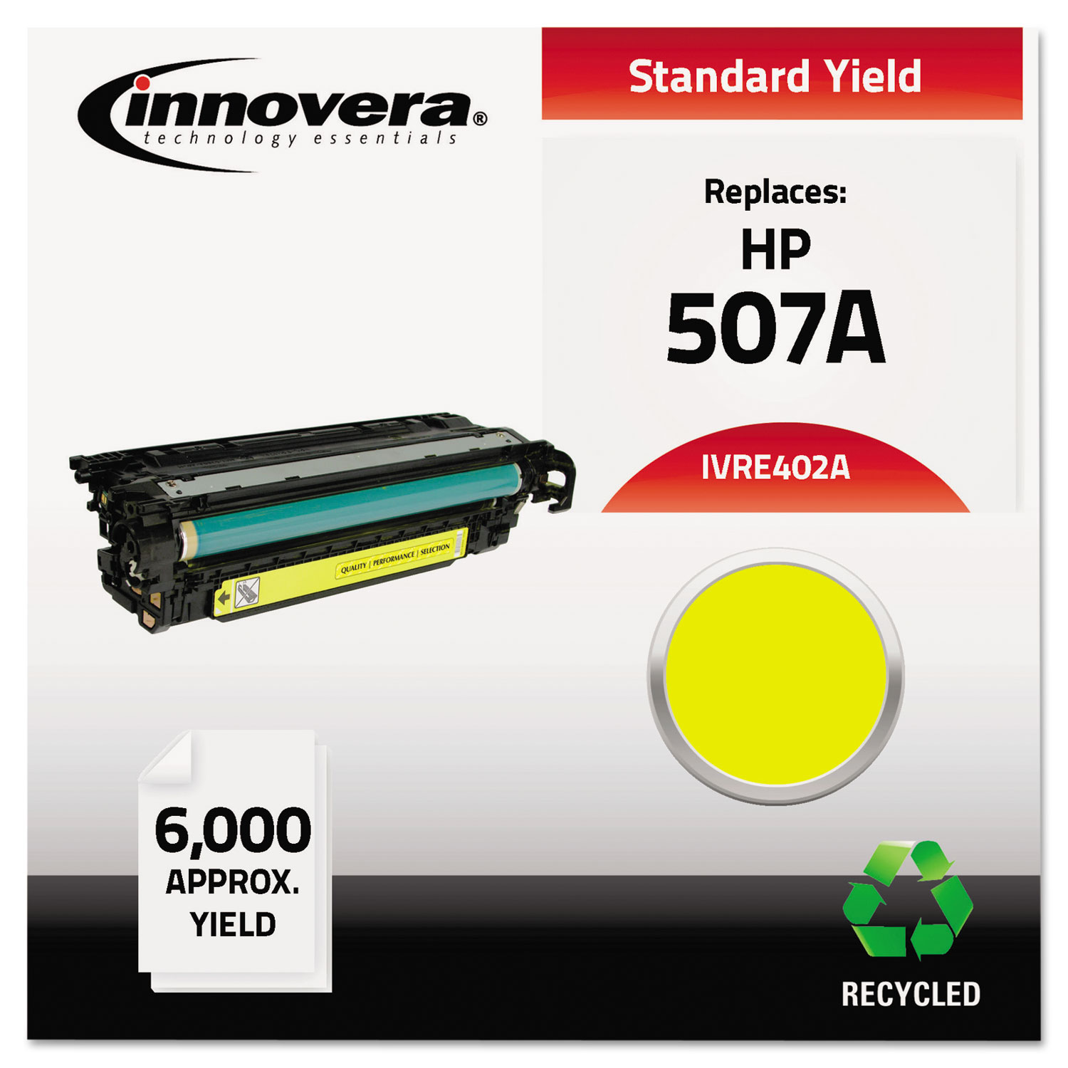 Remanufactured CE402A (507A) Toner, 6000 Page-Yield, Yellow