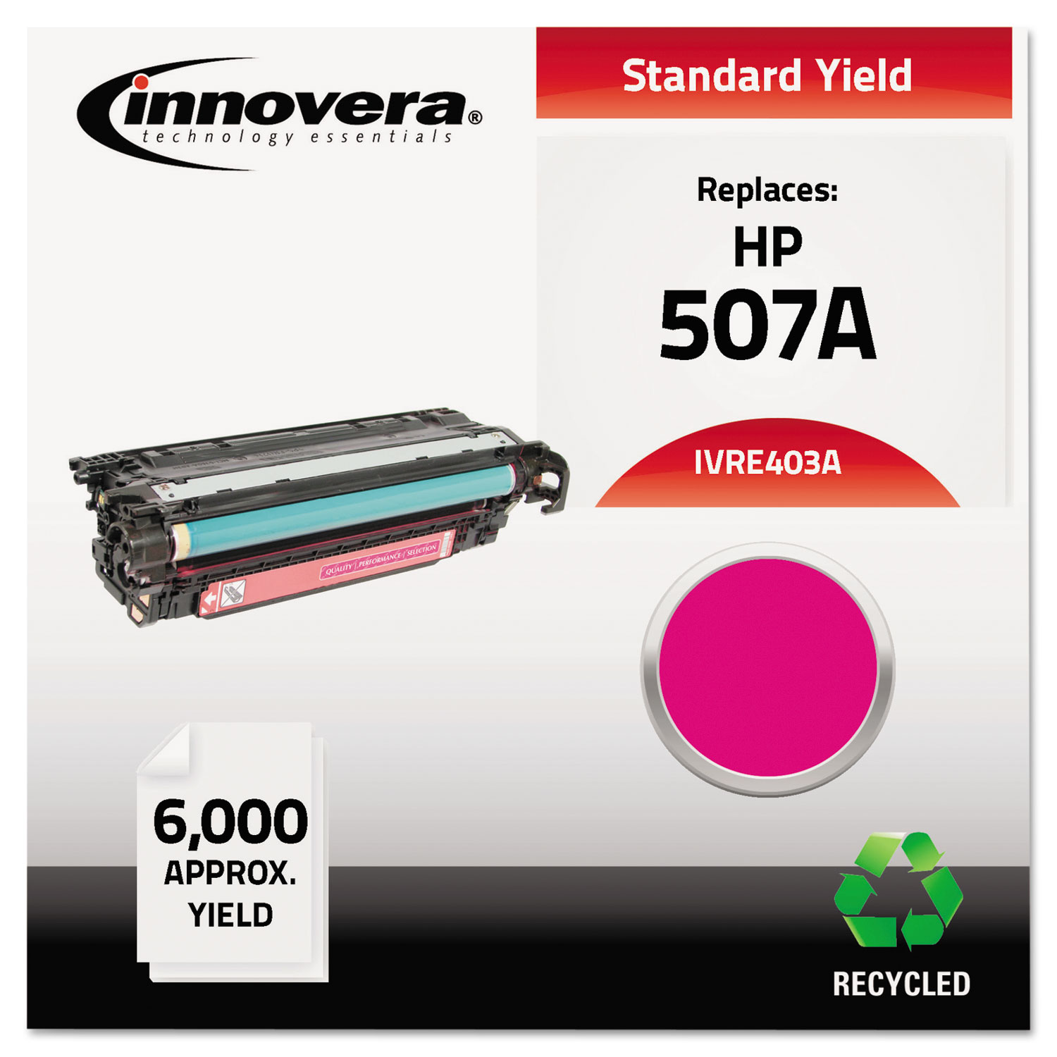 Remanufactured CE403A (507A) Toner, 6000 Page-Yield, Magenta