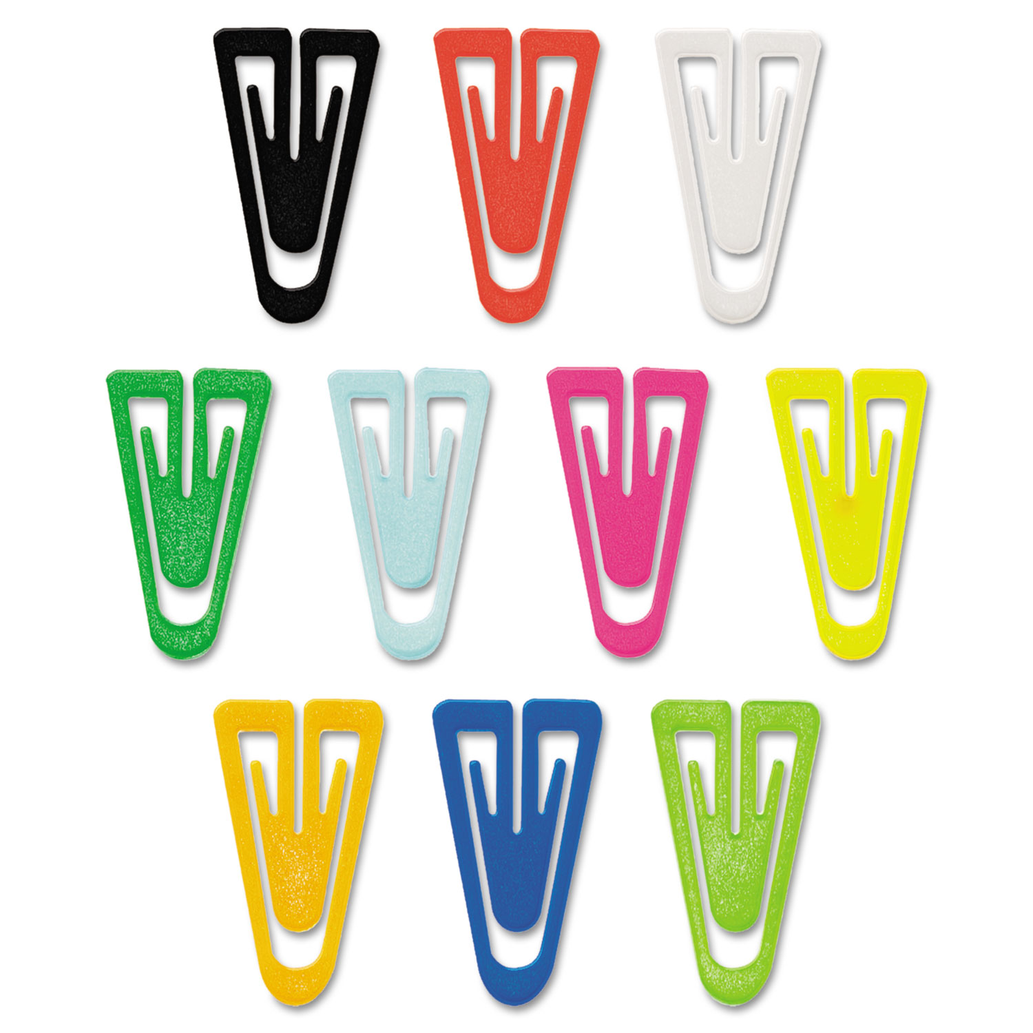 Paper Clips, Plastic, Large (1-3/8), Assorted Colors, 200/Box