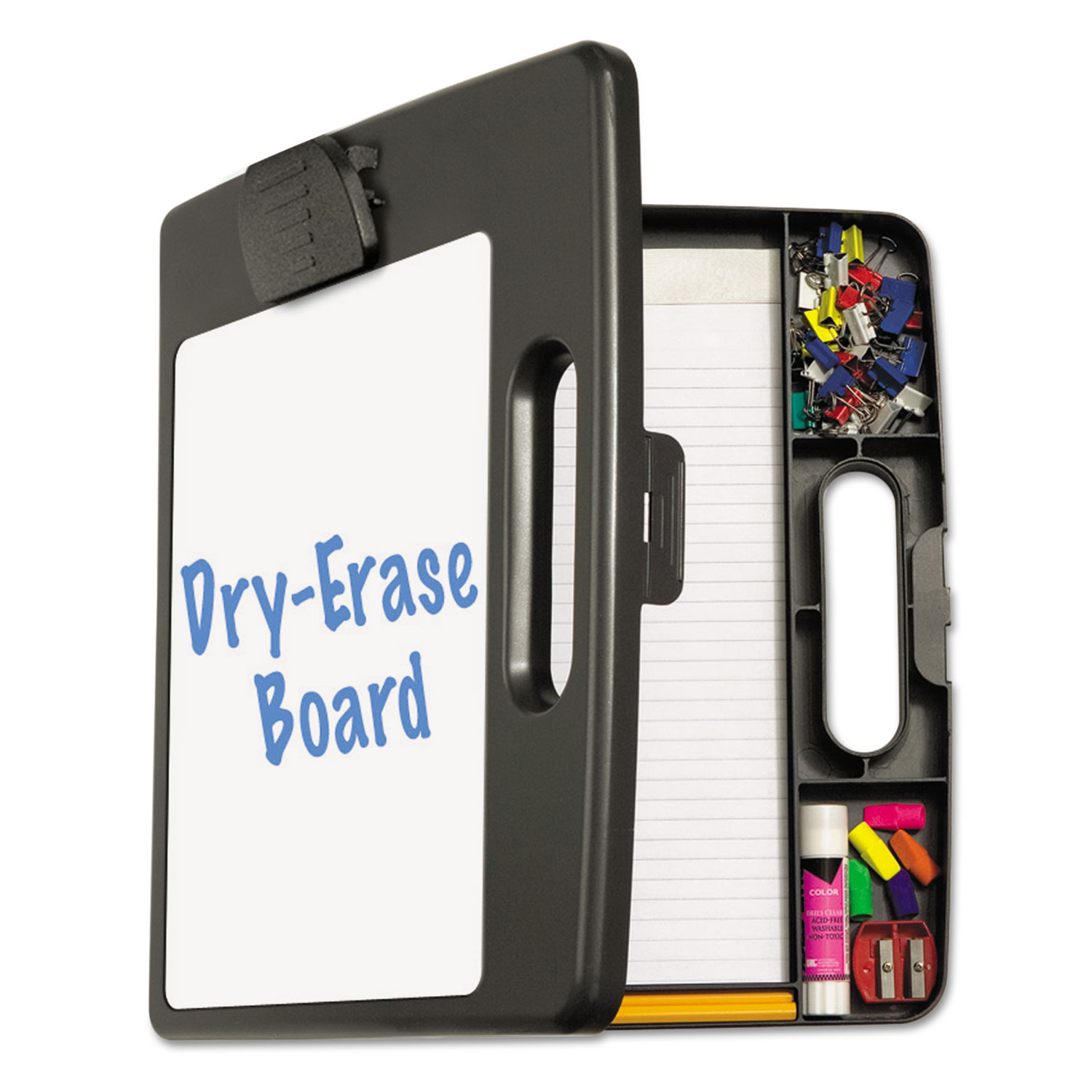  Officemate 83382 Portable Dry Erase Clipboard Case, 4 Compartments, 1/2 Capacity, Charcoal (OIC83382) 