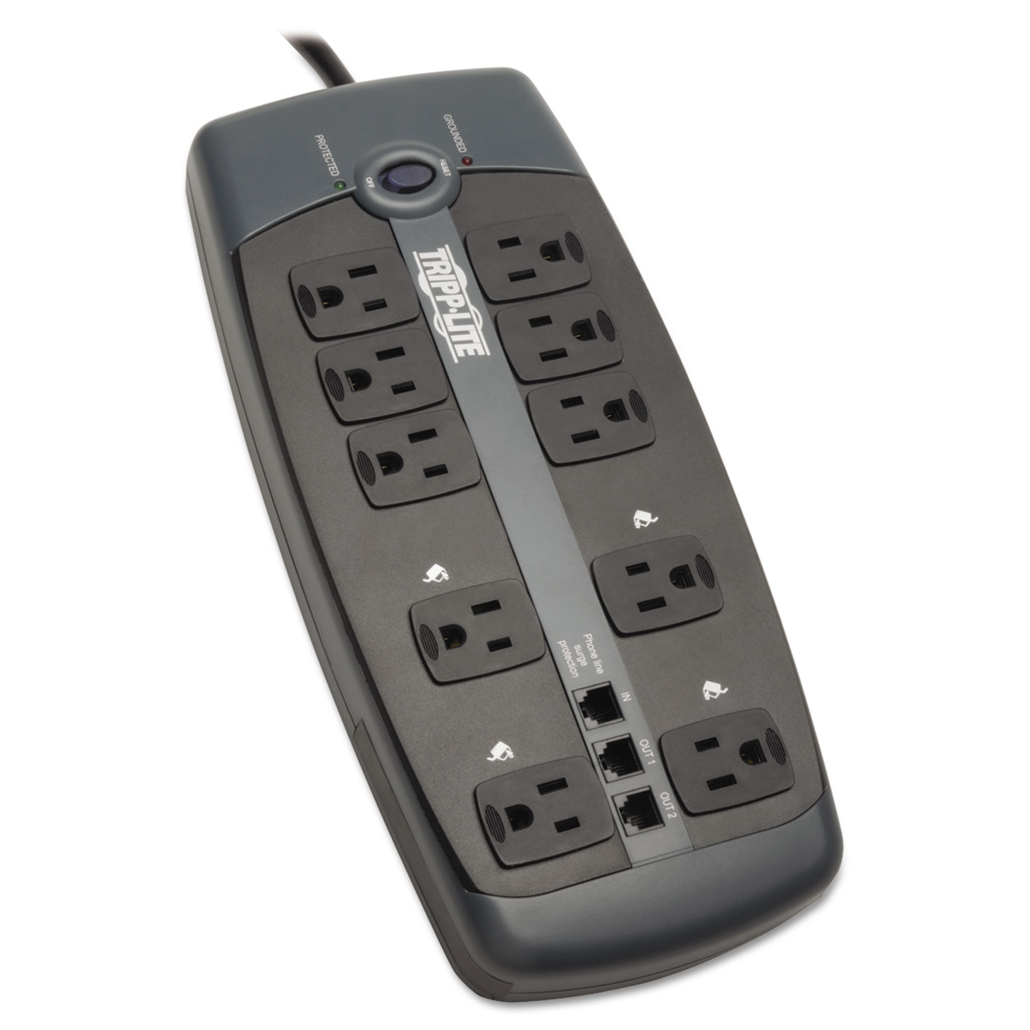  Tripp Lite TLP1008TEL Protect It! Surge Protector, 10 Outlets, 8 ft. Cord, 2395 Joules, Black (TRPTLP1008TEL) 