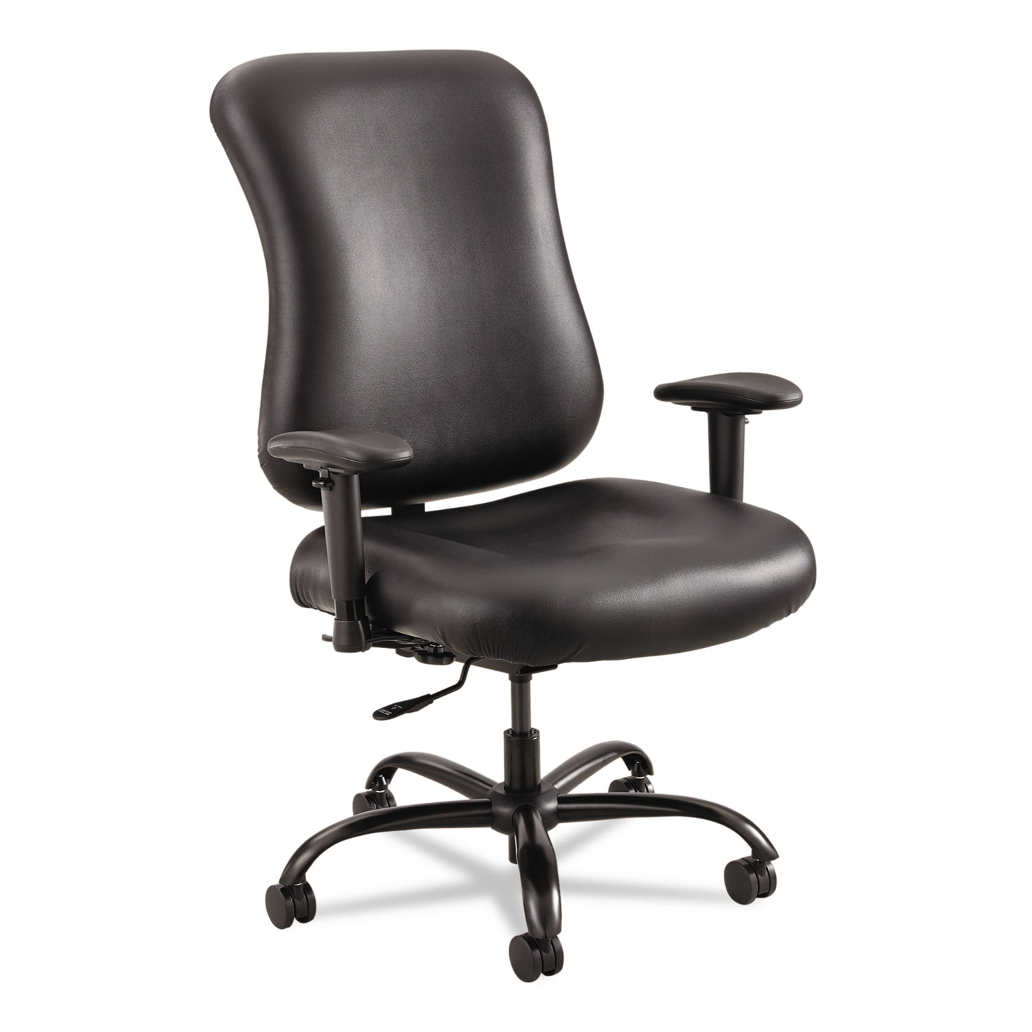  Safco 3592BL Optimus High Back Big and Tall Chair, Vinyl Upholstery, Supports up to 400 lbs., Black Seat/Black Back, Black Base (SAF3592BL) 