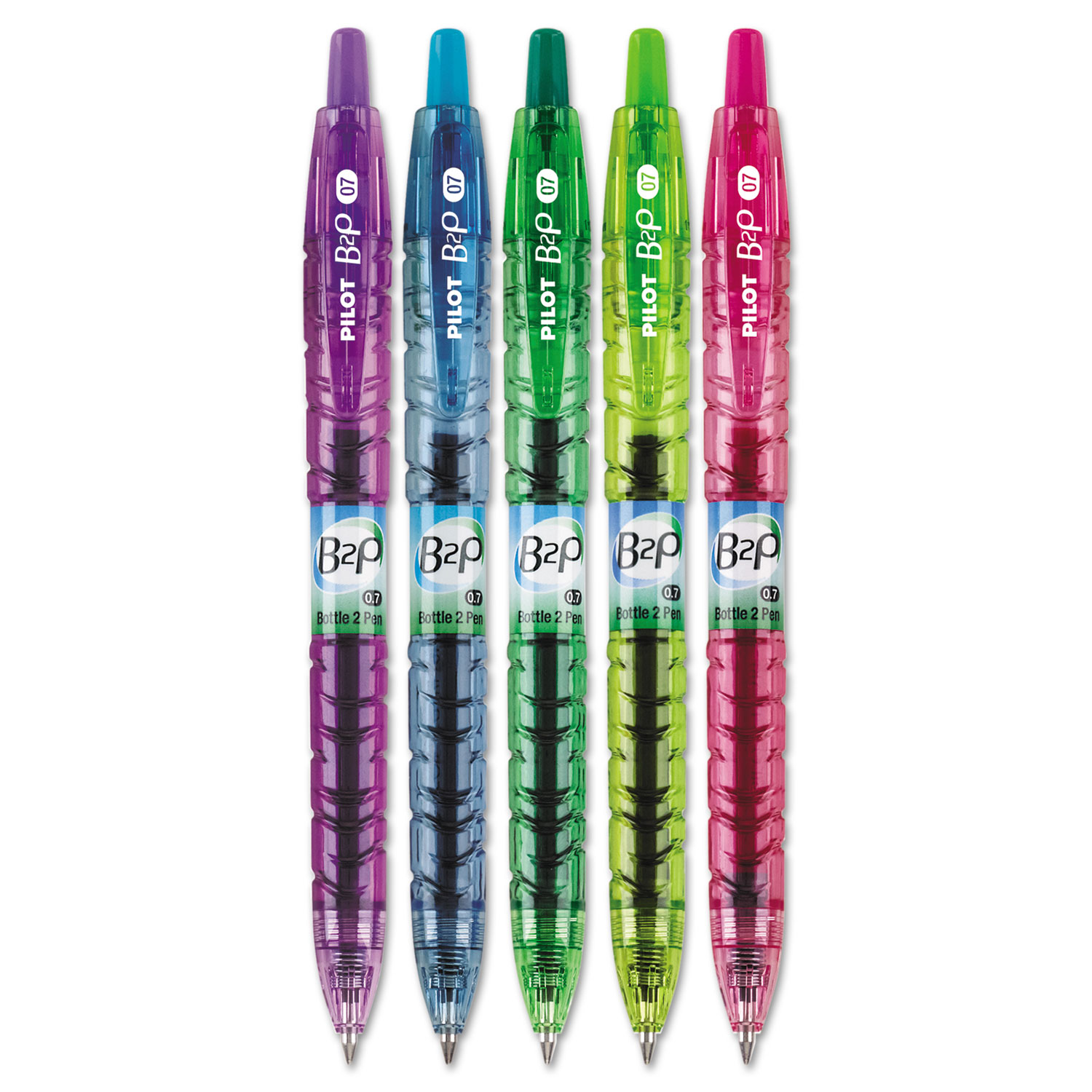B2P Bottle-2-Pen Colors Recycled Retractable Gel Ink Pen, Assorted, .7mm, 5/Pack