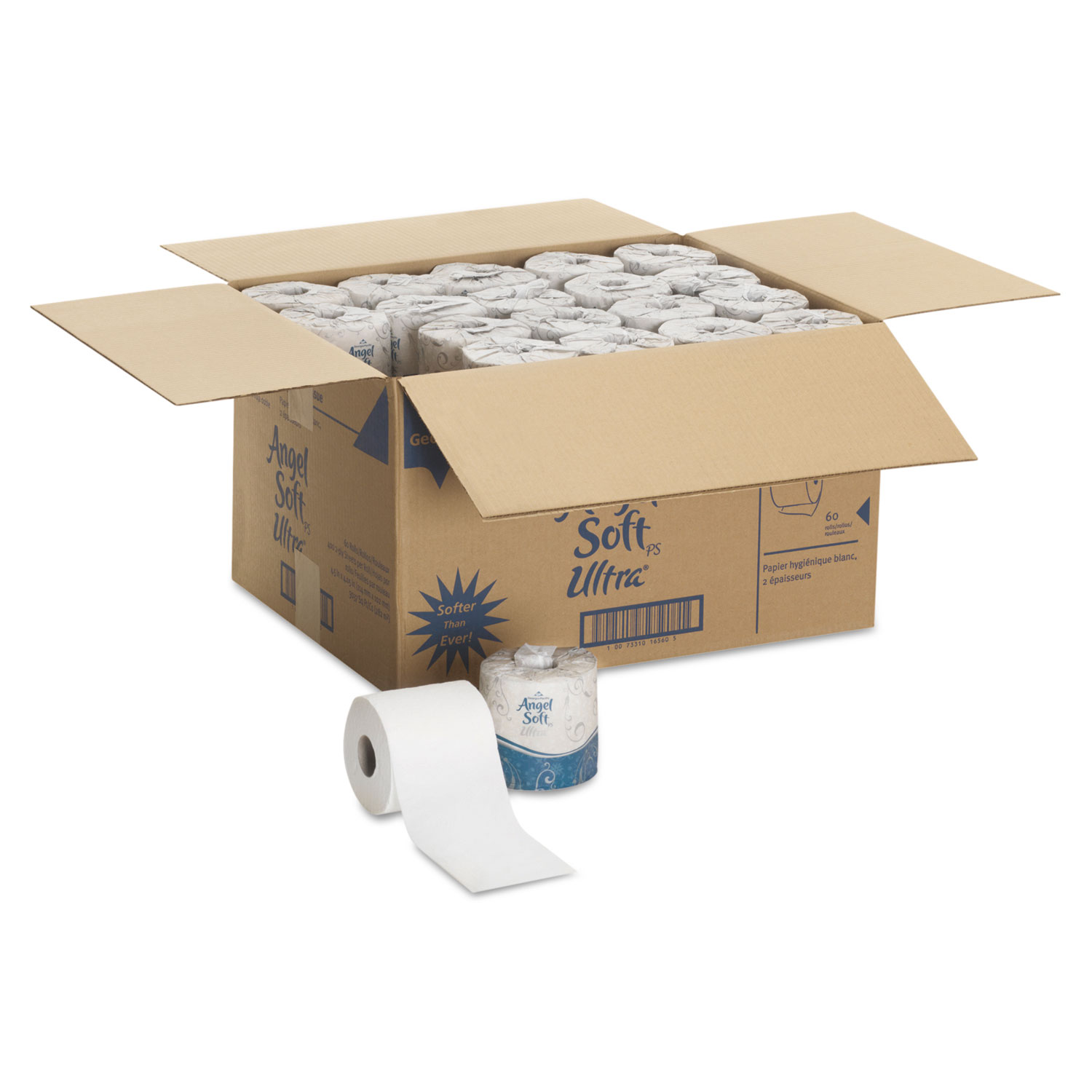 Angel Soft ps Ultra 2-Ply Premium Bathroom Tissue, White, 400 Sheets Roll, 60/Carton