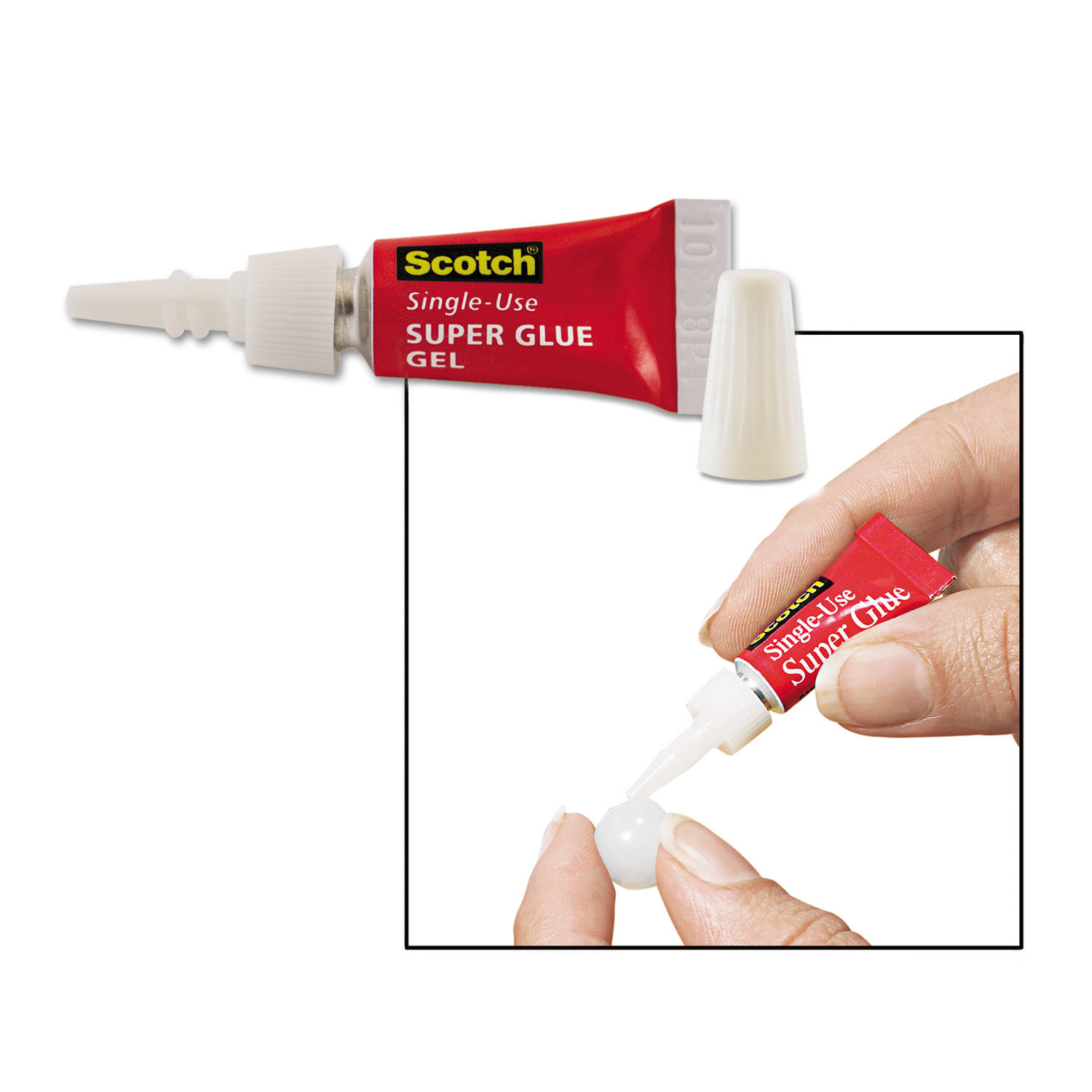  Scotch AD119 Single Use Super Glue No-Run Gel, 0.02 oz, Dries Clear, 4/Pack (MMMAD119) 