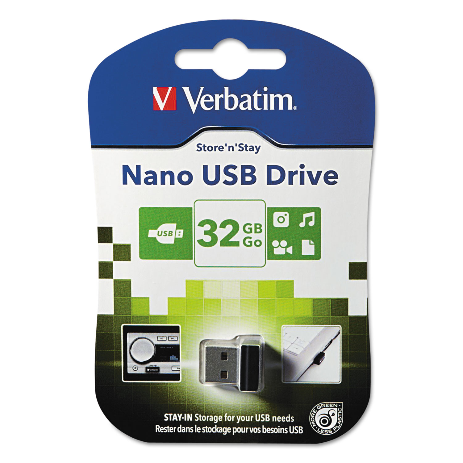  Verbatim 98130 Store 'n' Stay Nano USB Flash Drive, 32 GB, Black (VER98130) 