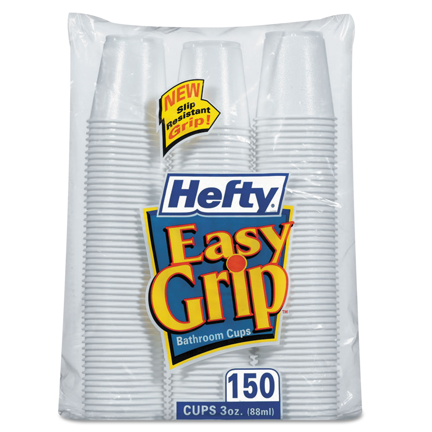  Hefty C20315 Easy Grip Disposable Plastic Bathroom Cups, 3oz, White, 150/Pack (RFPC20315) 