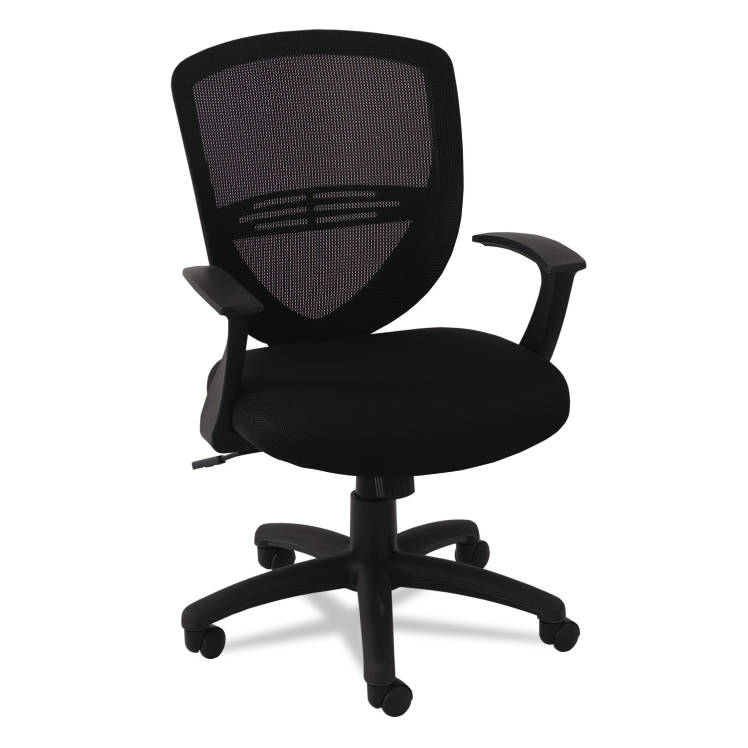 Swivel/Tilt Mesh Mid-Back Task Chair, Fixed Cantilevered Arms, Black