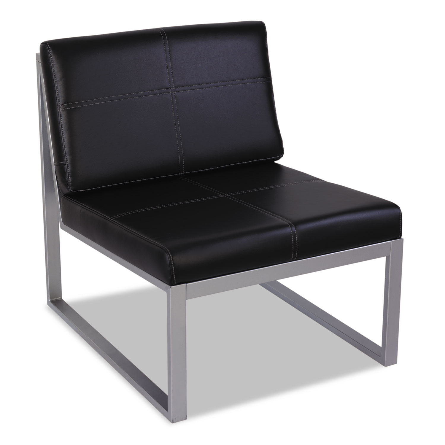  Alera ALERL8319CS Alera Ispara Series Armless Chair, 26.38 x 31.13 x 30, Black Seat/Black Back, Silver Base (ALERL8319CS) 
