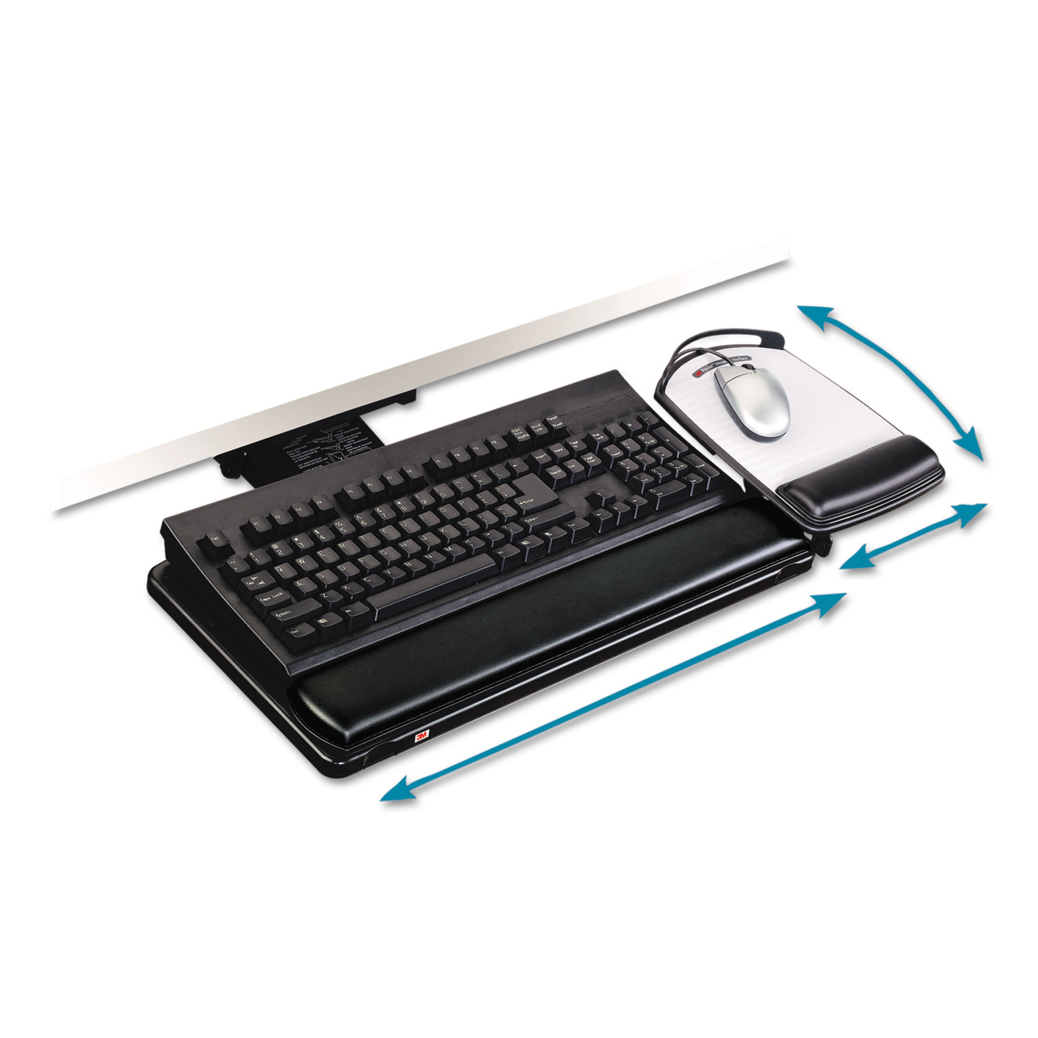  3M AKT80LE Knob Adjust Keyboard Tray With Highly Adjustable Platform, Black (MMMAKT80LE) 
