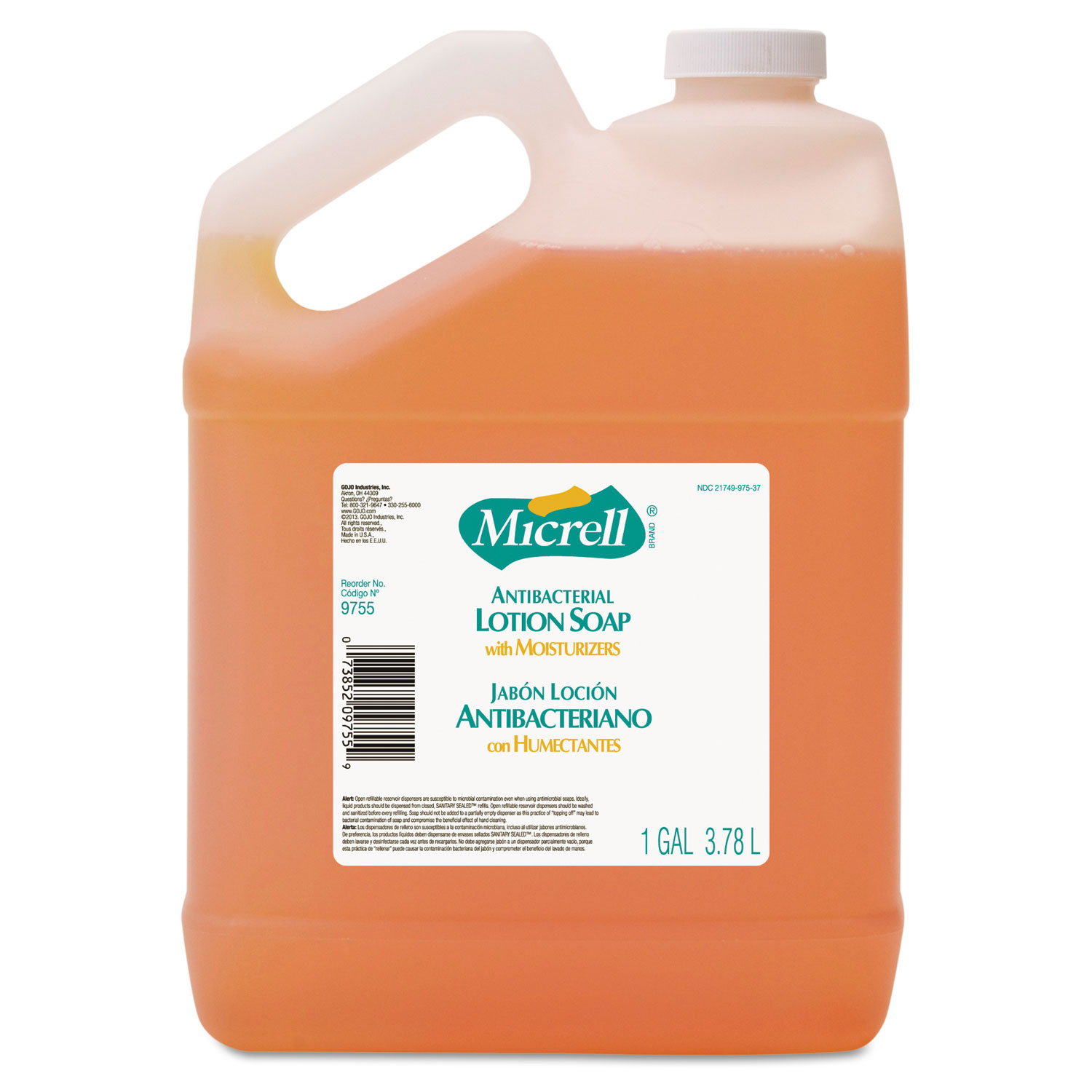  MICRELL 9755-04 Antibacterial Lotion Soap, Light Scent, 1gal Bottle, 4/Carton (GOJ975504CT) 