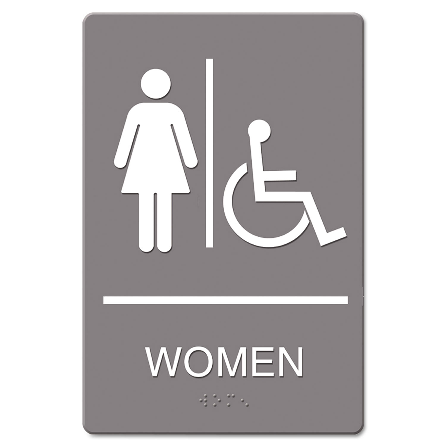Molded Plastic 6 x 9 ADA Sign Restroom/Wheelchair Accessible Tactile Symbol 