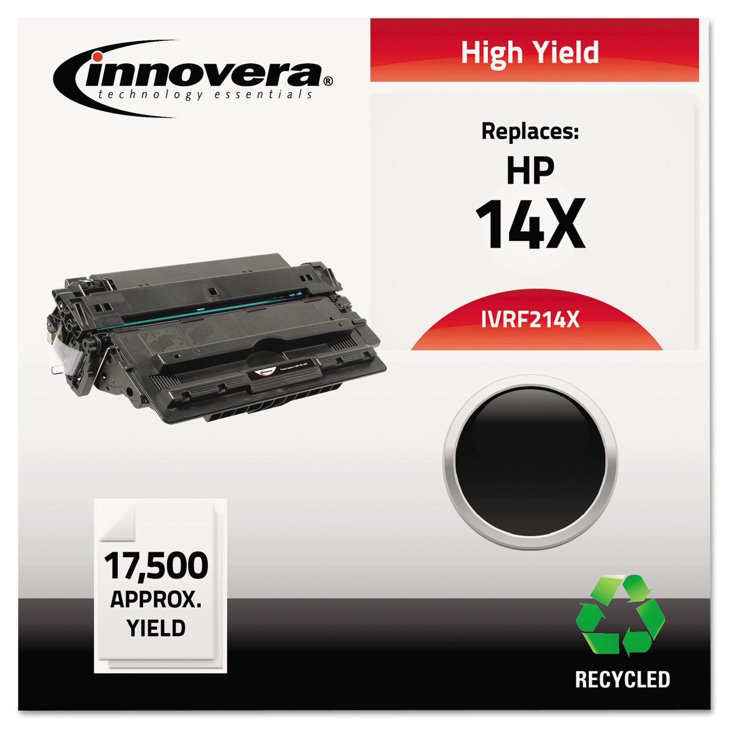  Innovera IVRF214X Remanufactured CF214X (14X) High-Yield Toner, 17500 Page-Yield, Black (IVRF214X) 