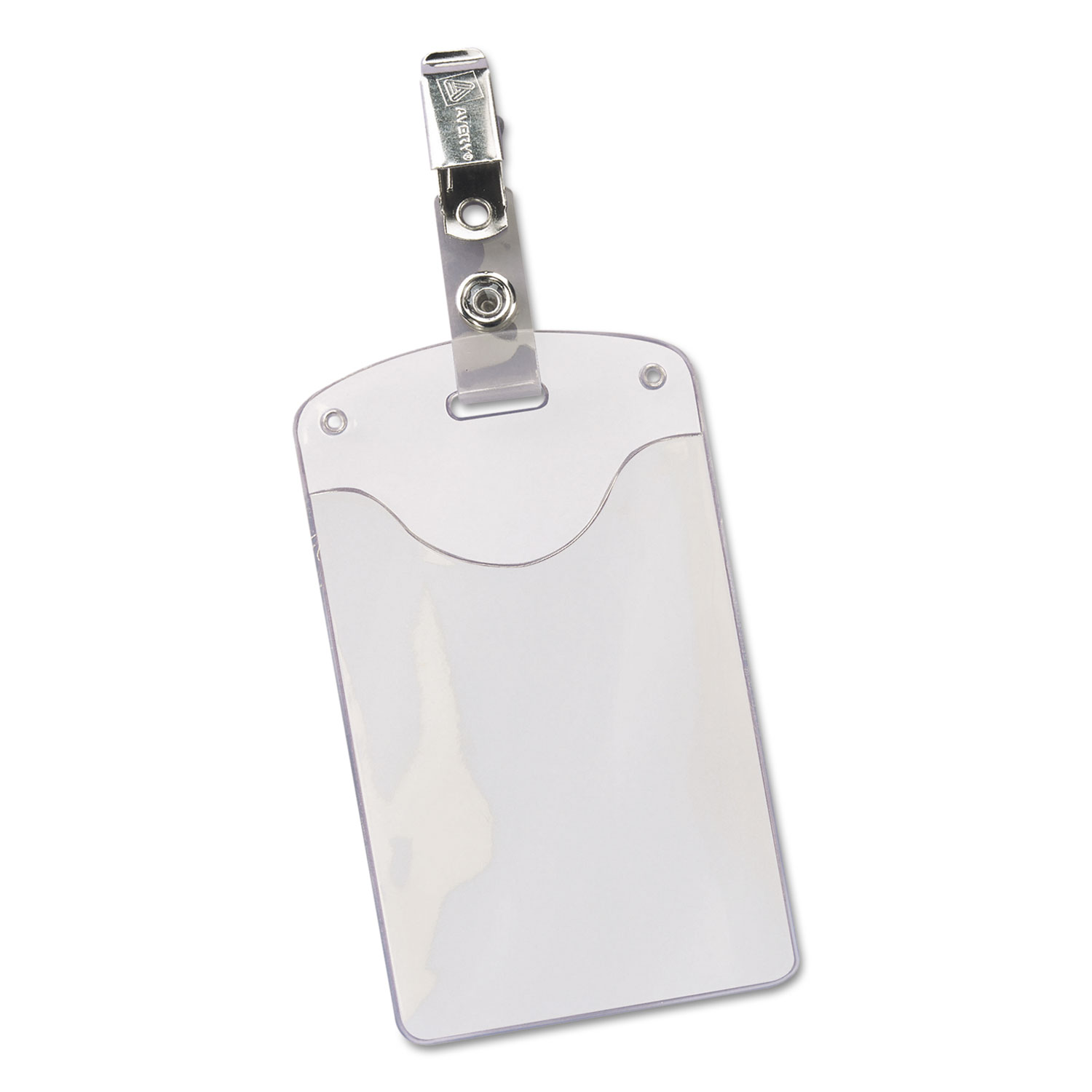 Secure Top Clip-Style Badge Holders, Vertical, 2 1/4 x 3 1/2, Clear, 50/Box