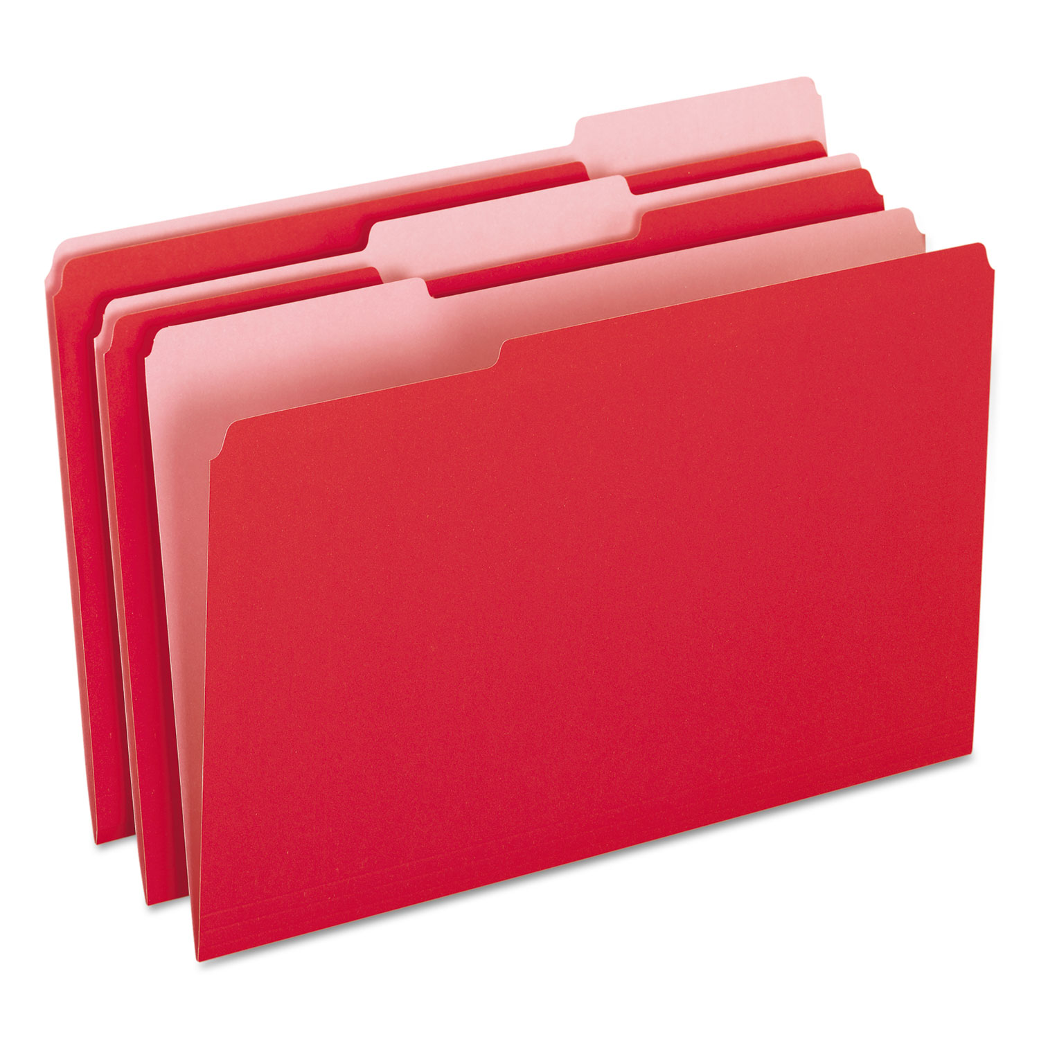 Colored File Folders, 1/3 Cut Top Tab, Legal, Red/Light Red, 100/Box