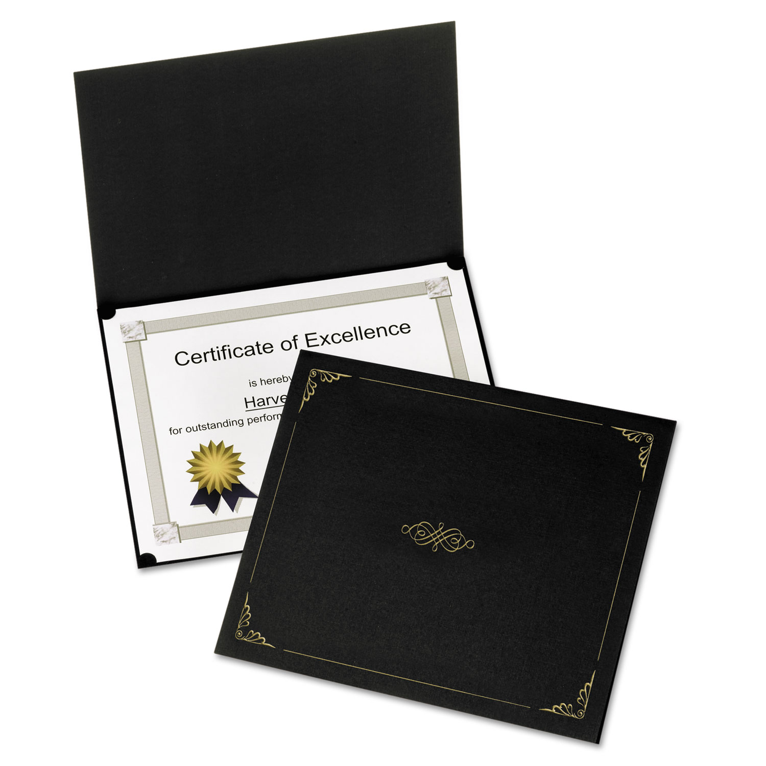Certificate Holder, 11 1/4 x 8 3/4, Black, 5/Pack