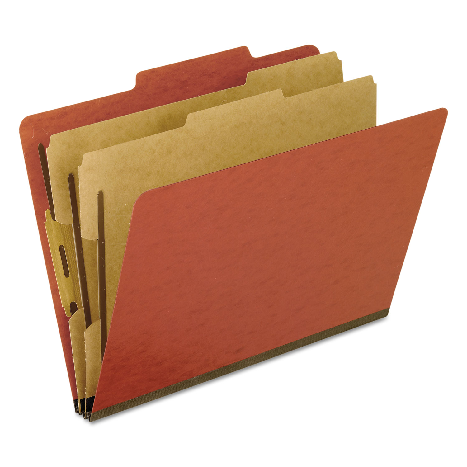  Pendaflex 1257R Four-, Six-, and Eight-Section Pressboard Classification Folders, 2 Dividers, Bonded Fasteners, Letter Size, Red, 10/Box (PFX1257R) 