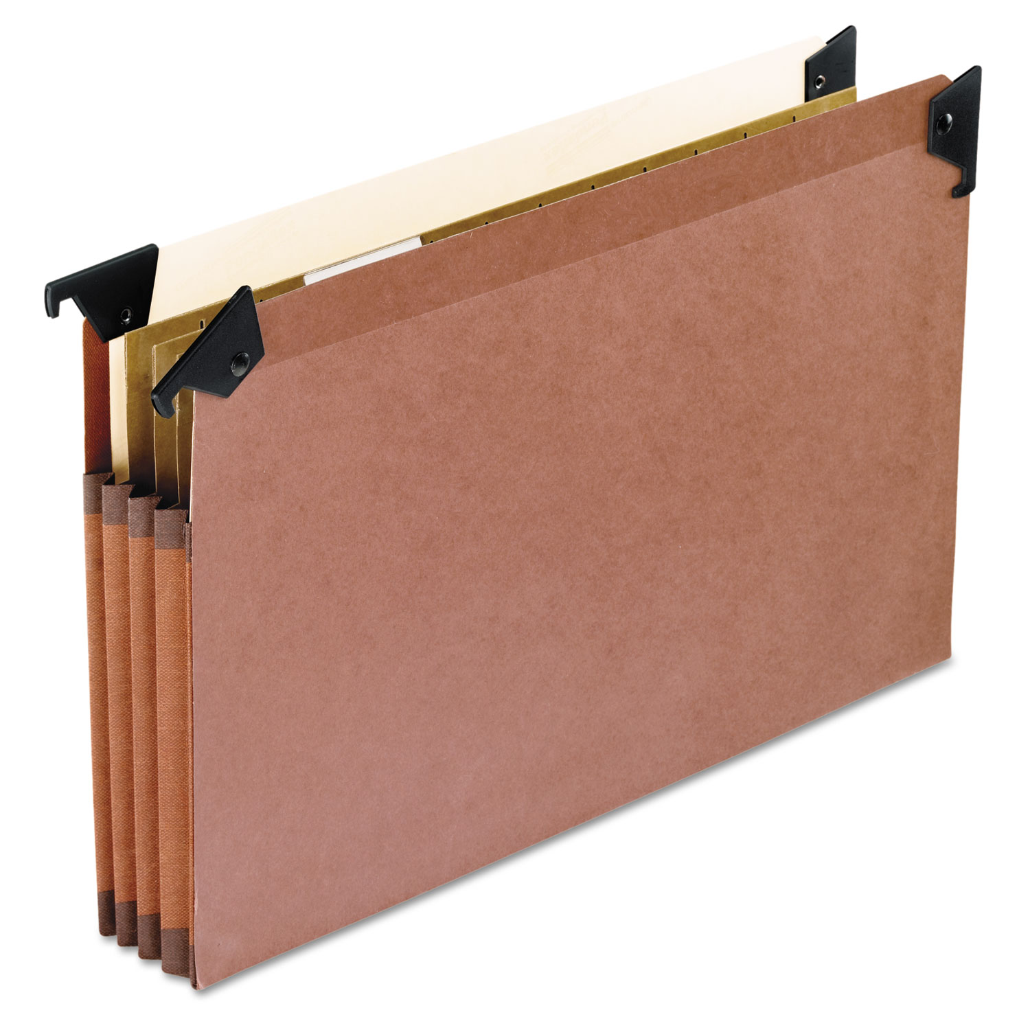 3 1/2 Hanging File Pockets with Swing Hooks, 1/5 Tab, Legal, Brown, 5/Box