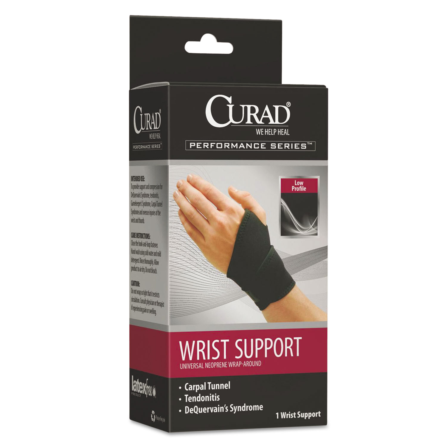  Curad ORT19700D Performance Series Wrist Support, Adjustable, Black (MIIORT19700D) 