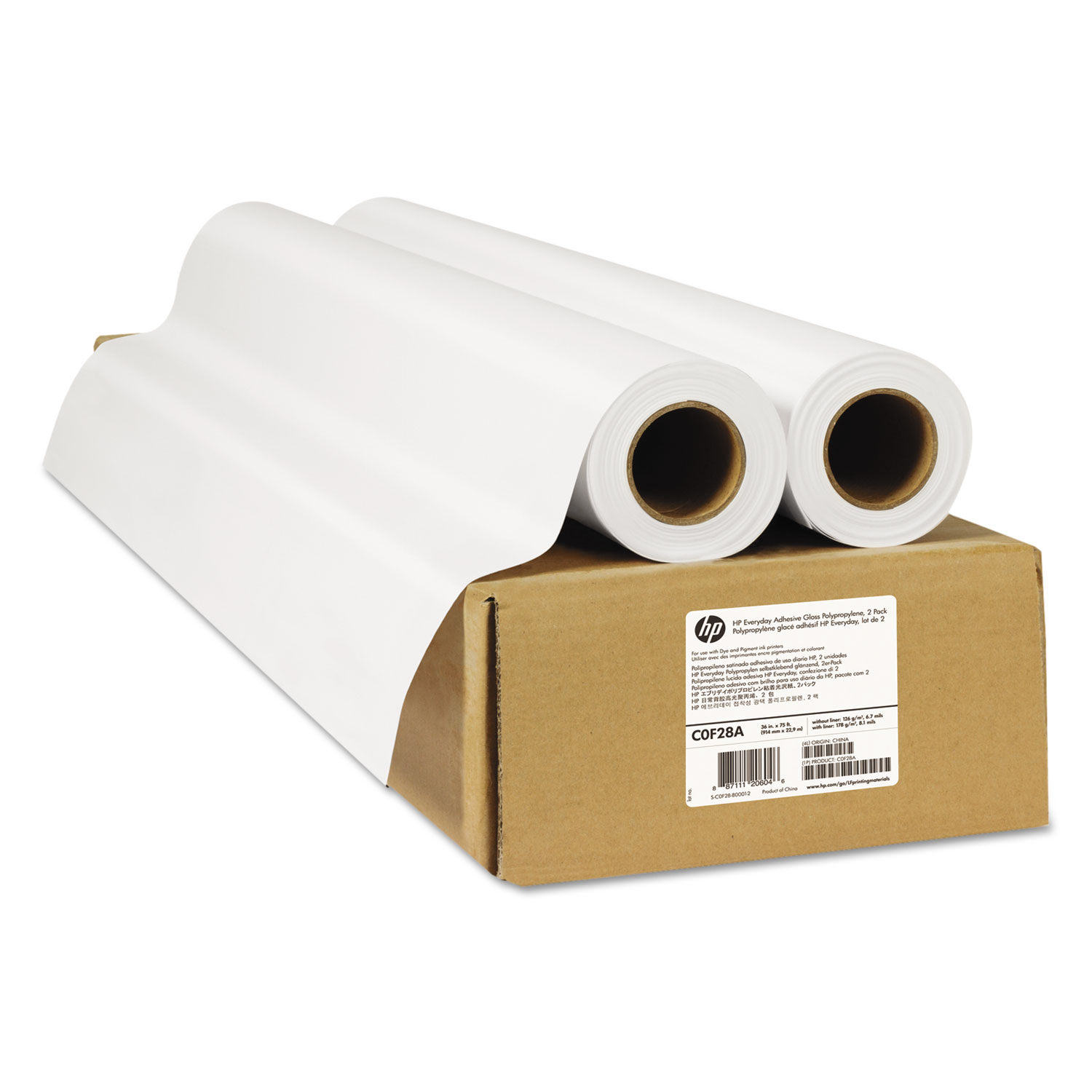 Everyday Adhesive Gloss Polypropylene, 36 x 75 ft., White, 2 Rolls/Pack