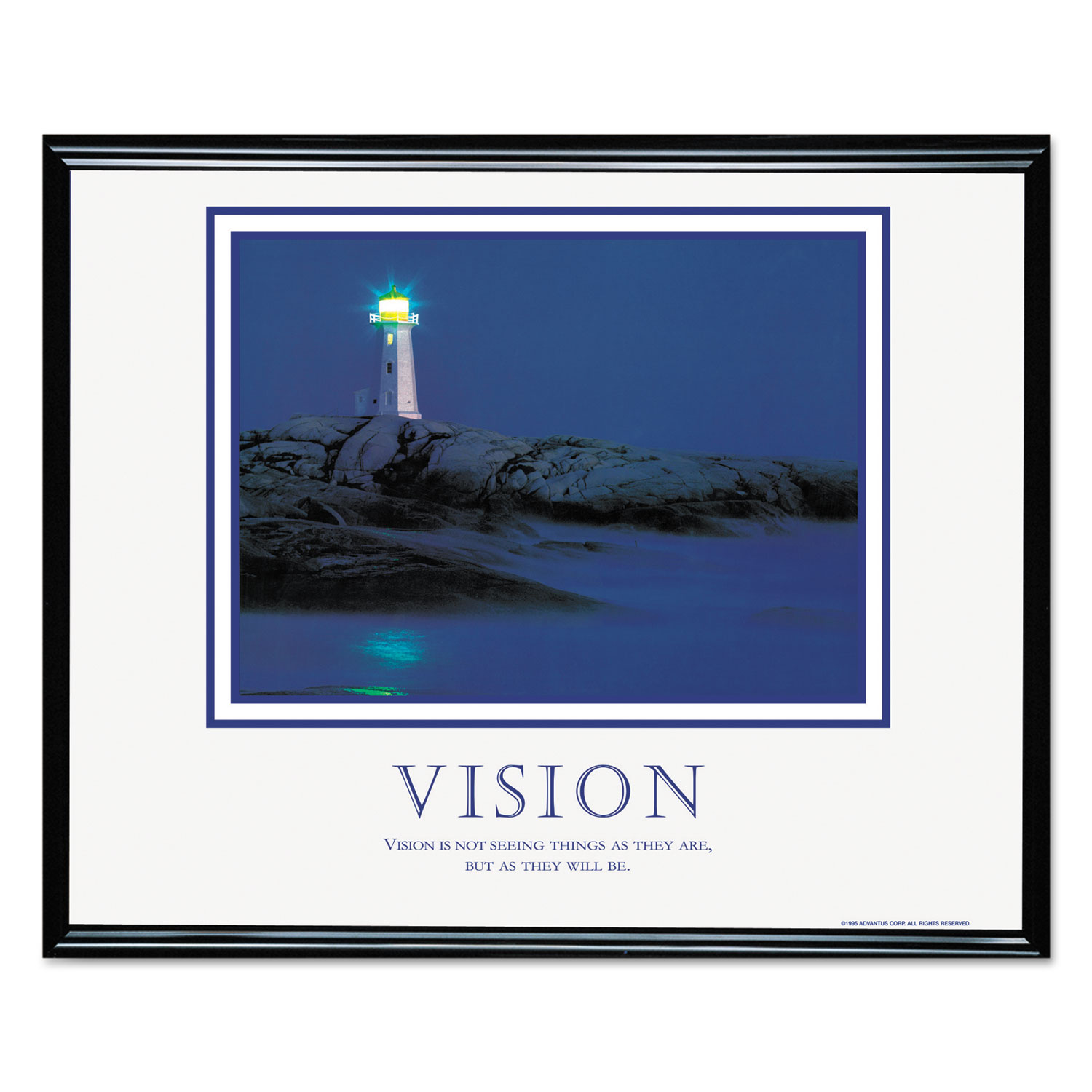 Vision Lighthouse Framed Motivational Print, 30w x 24h