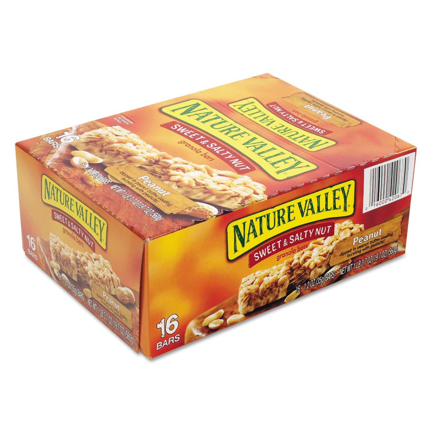 Nature Valley Granola Bars, Sweet & Salty Nut Peanut Cereal, 1.2oz Bar, 16/Box