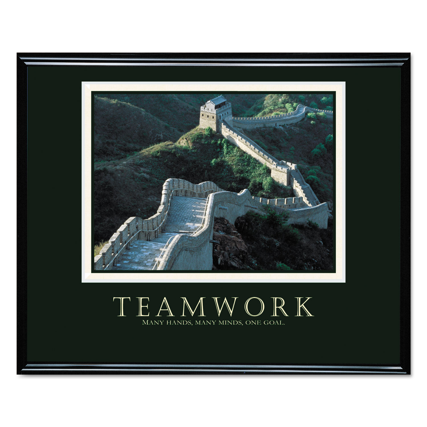 Teamwork (Great Wall Of China) Framed Motivational Print, 30 x 24