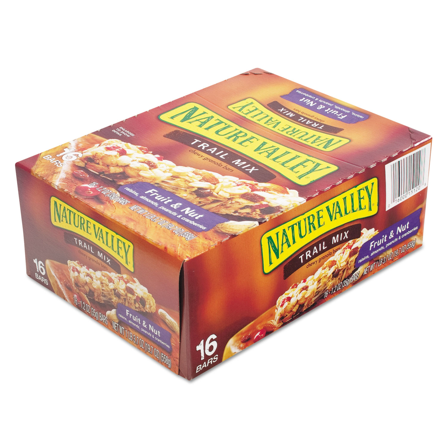 Nature Valley Granola Bars, Chewy Trail Mix Cereal, 1.2oz Bar, 16/Box