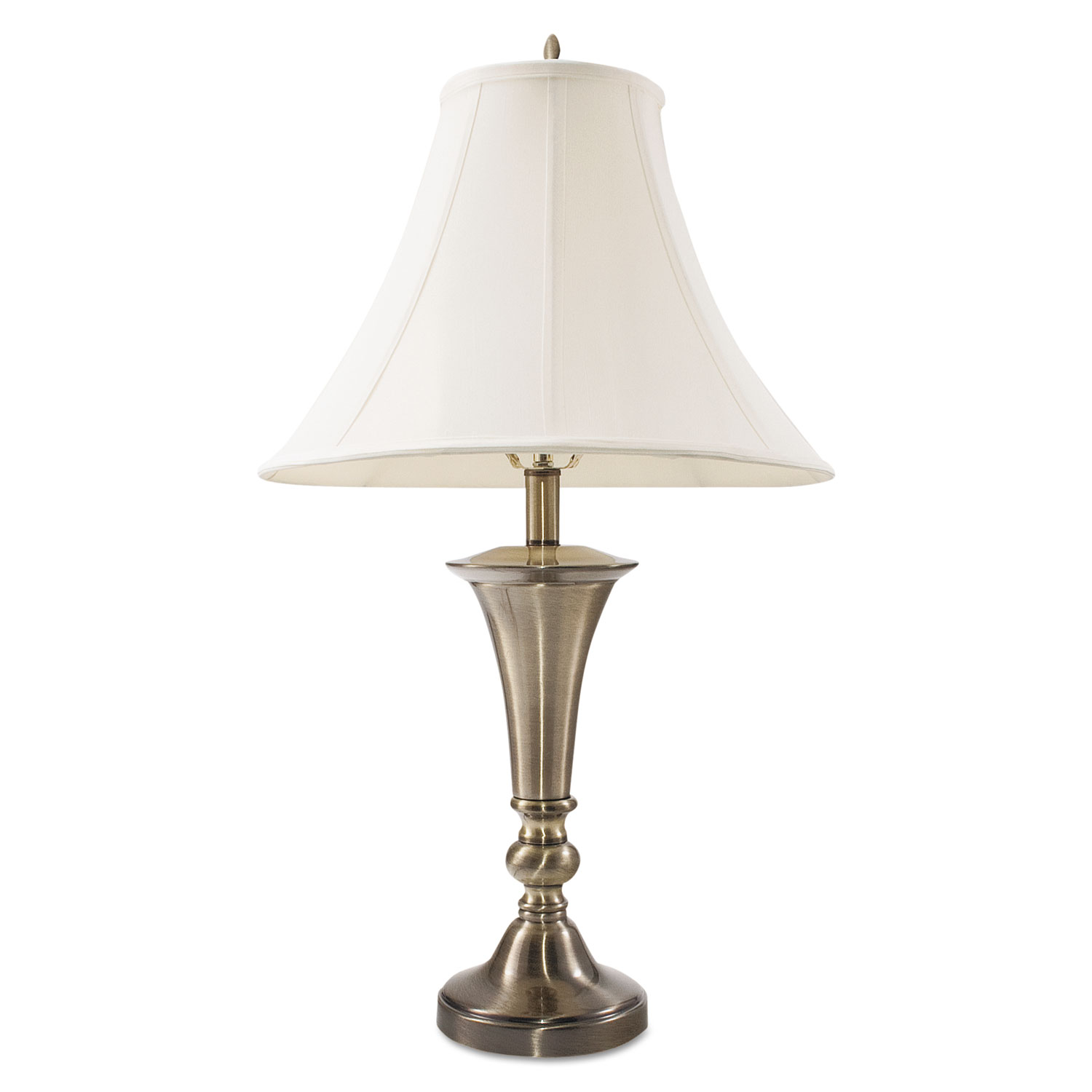 Three-Way Incandescent Table Lamp with Bell Shade, 27-3/4h, Antique Brass