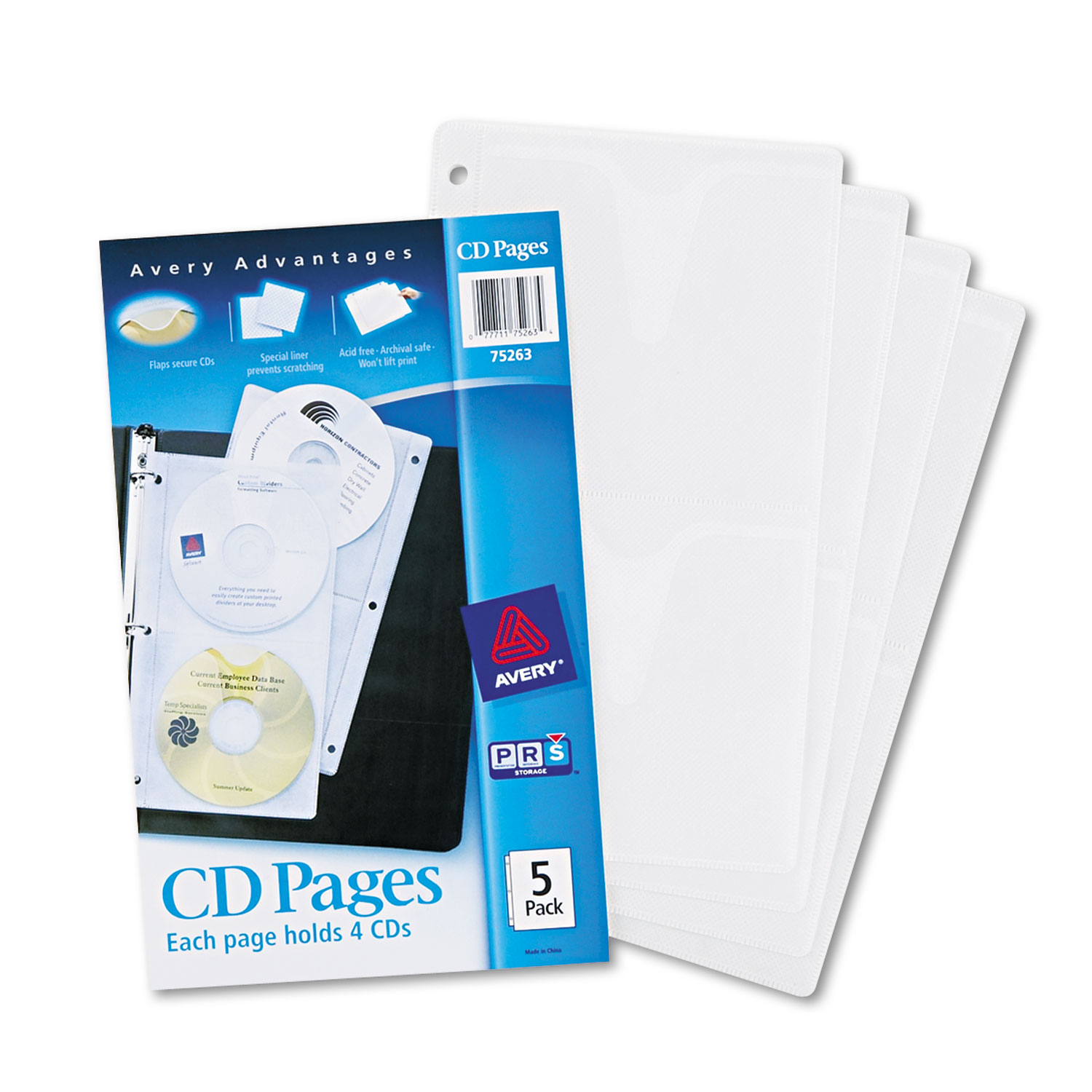  Avery 75263 Two-Sided CD Organizer Sheets for Three-Ring Binder, 5/Pack (AVE75263) 